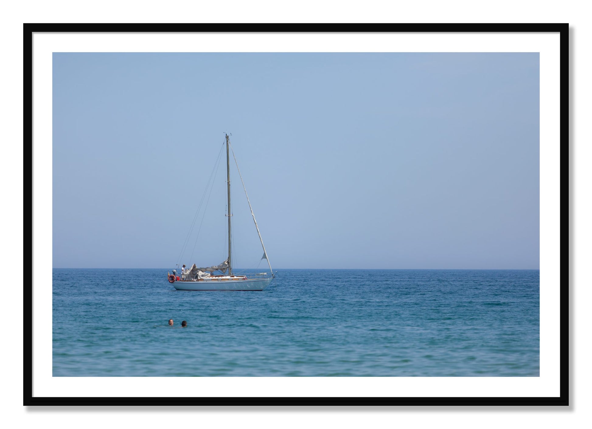 Framed photograph of Barcelona Sea by Dylan Ozanich, Black frame, Borders