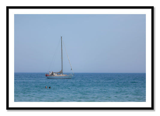 Framed photograph of Barcelona Sea by Dylan Ozanich, Black frame, Borders