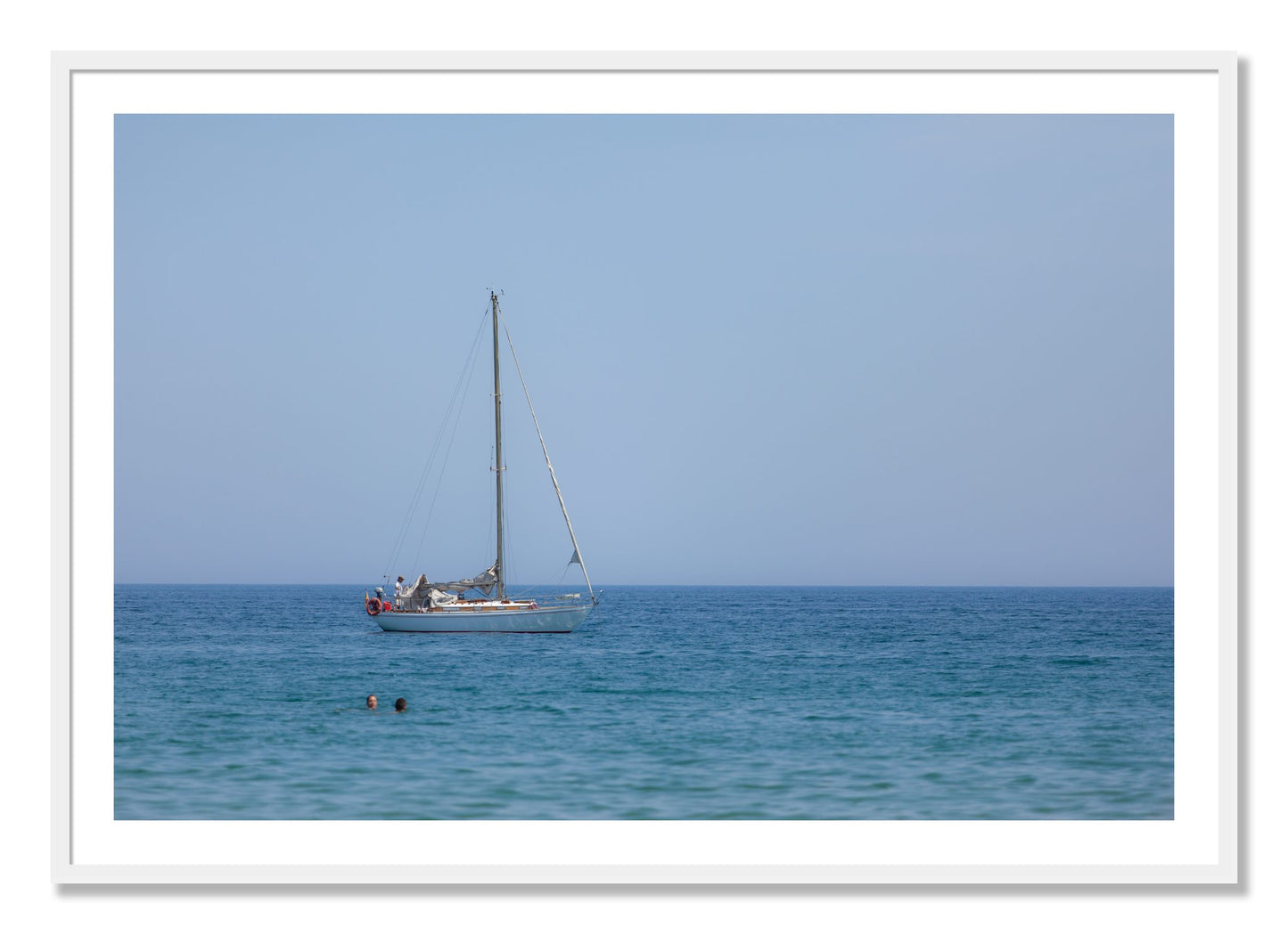 Framed photograph of Barcelona Sea by Dylan Ozanich, White frame, Borders