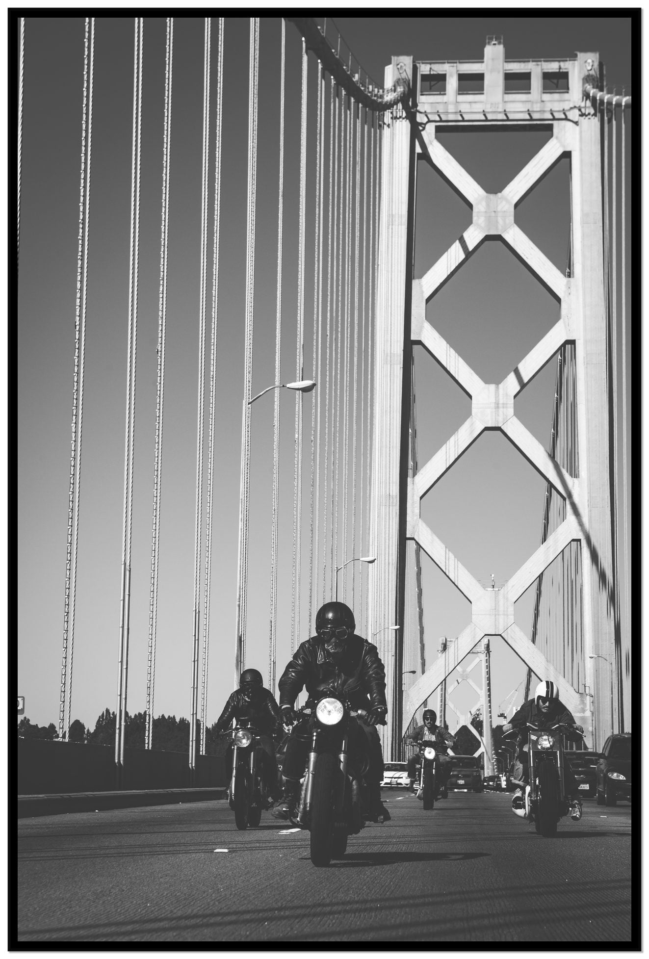 Bay Bridge Boys by Dylan Ozanich, 48×72 Full Bleed Print in a Black frame