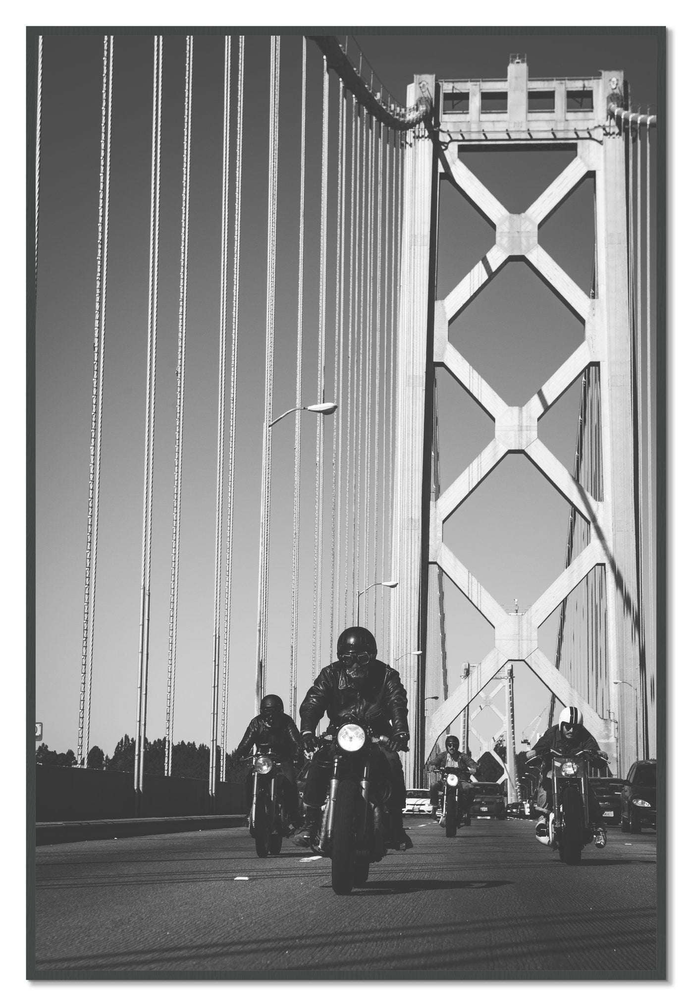 Bay Bridge Boys by Dylan Ozanich, 48×72 Full Bleed Print in a Grey frame