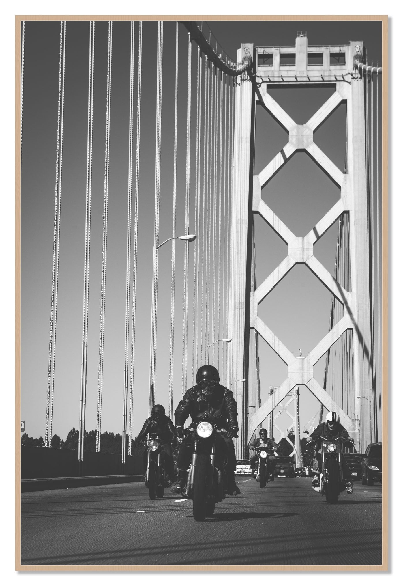 Bay Bridge Boys by Dylan Ozanich, 48×72 Full Bleed Print in an Oak frame