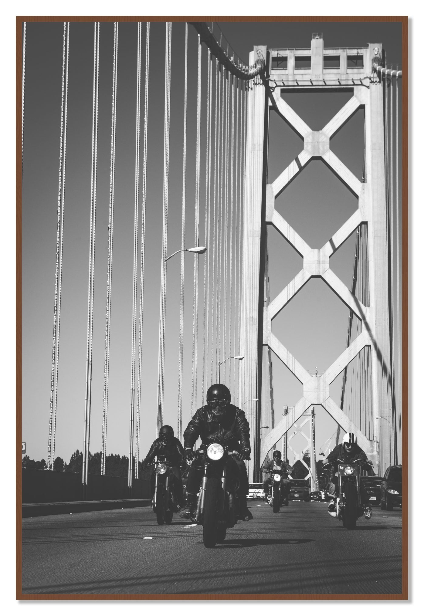 Bay Bridge Boys by Dylan Ozanich, 48×72 Full Bleed Print in a Walnut frame