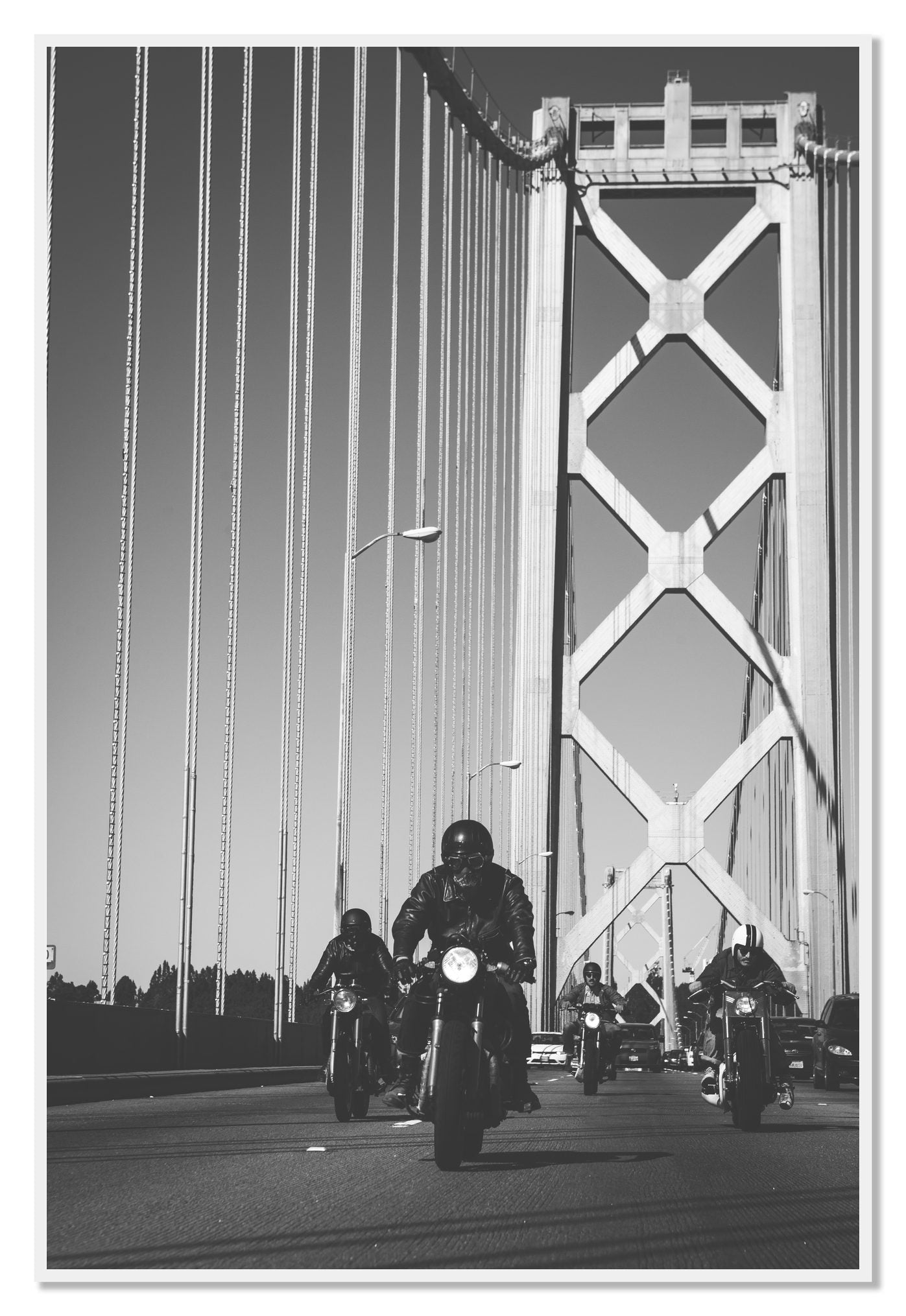 Bay Bridge Boys by Dylan Ozanich, 48×72 Full Bleed Print in a White frame
