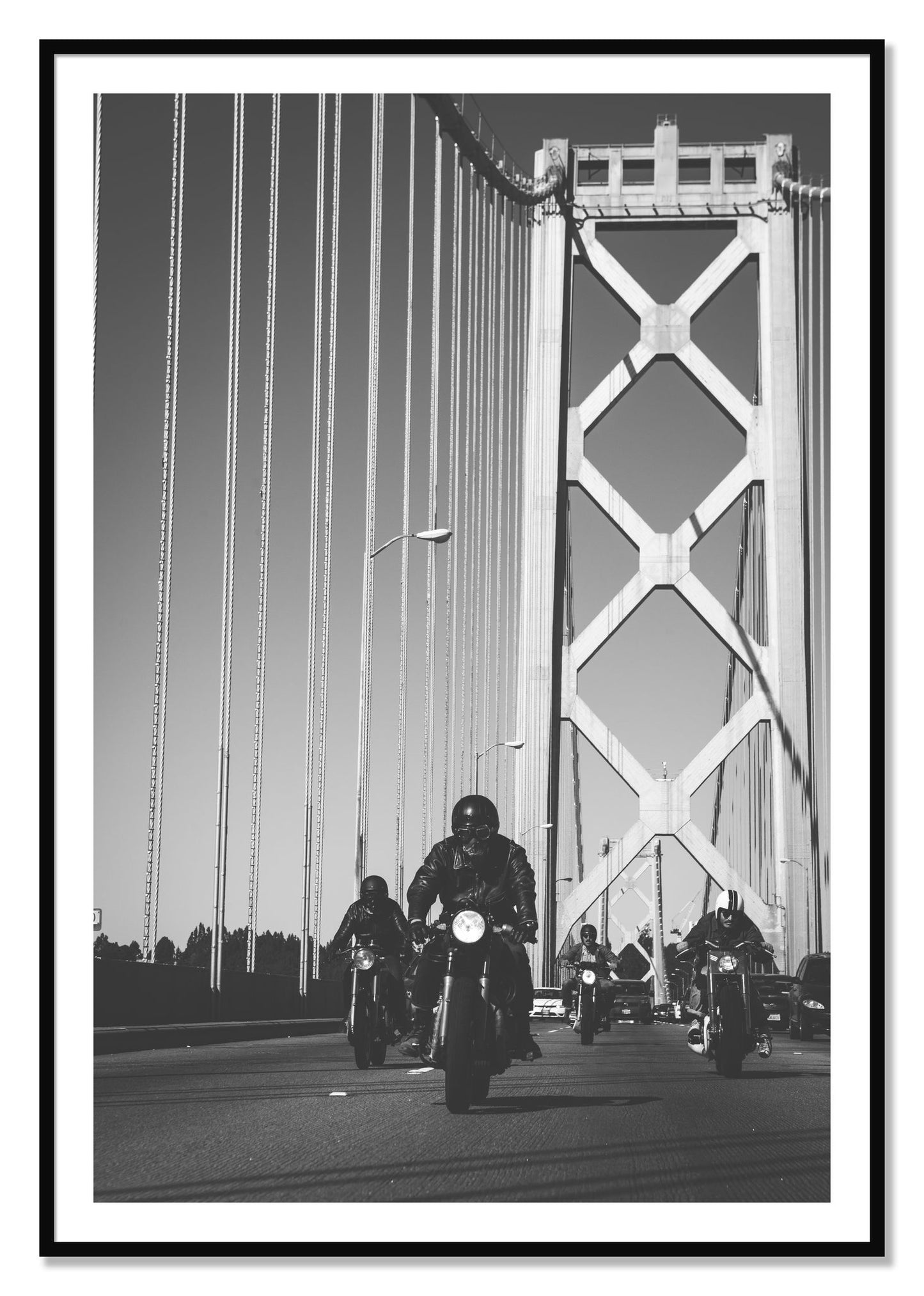 Framed photograph of Bay Bridge Boys by Dylan Ozanich, Black frame, Borders