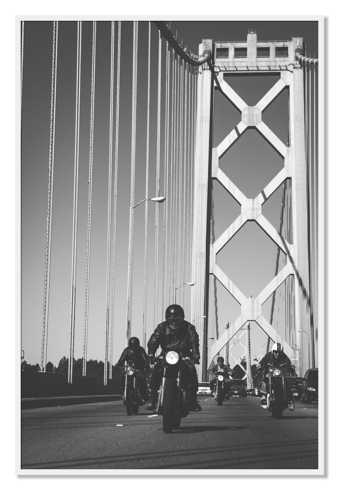 Framed photograph of Bay Bridge Boys by Dylan Ozanich, White frame, Full Bleed