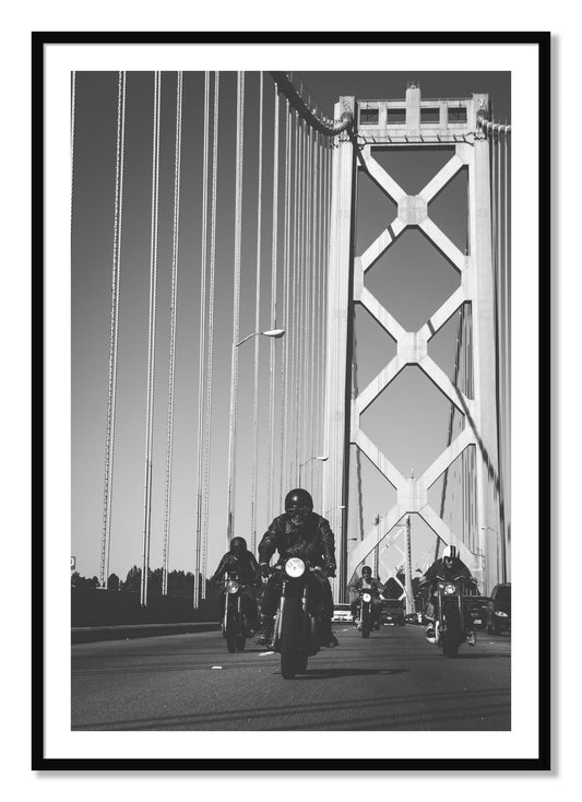 Framed photograph of Bay Bridge Boys by Dylan Ozanich, Black frame, Borders