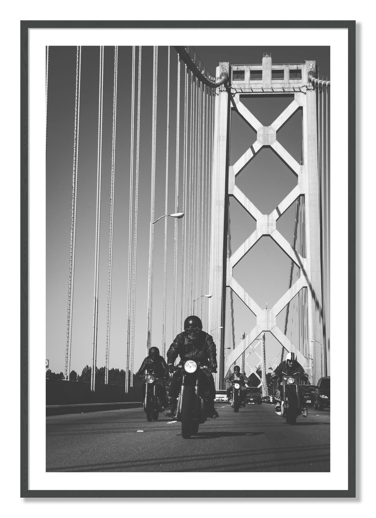 Framed photograph of Bay Bridge Boys by Dylan Ozanich, Grey frame, Borders