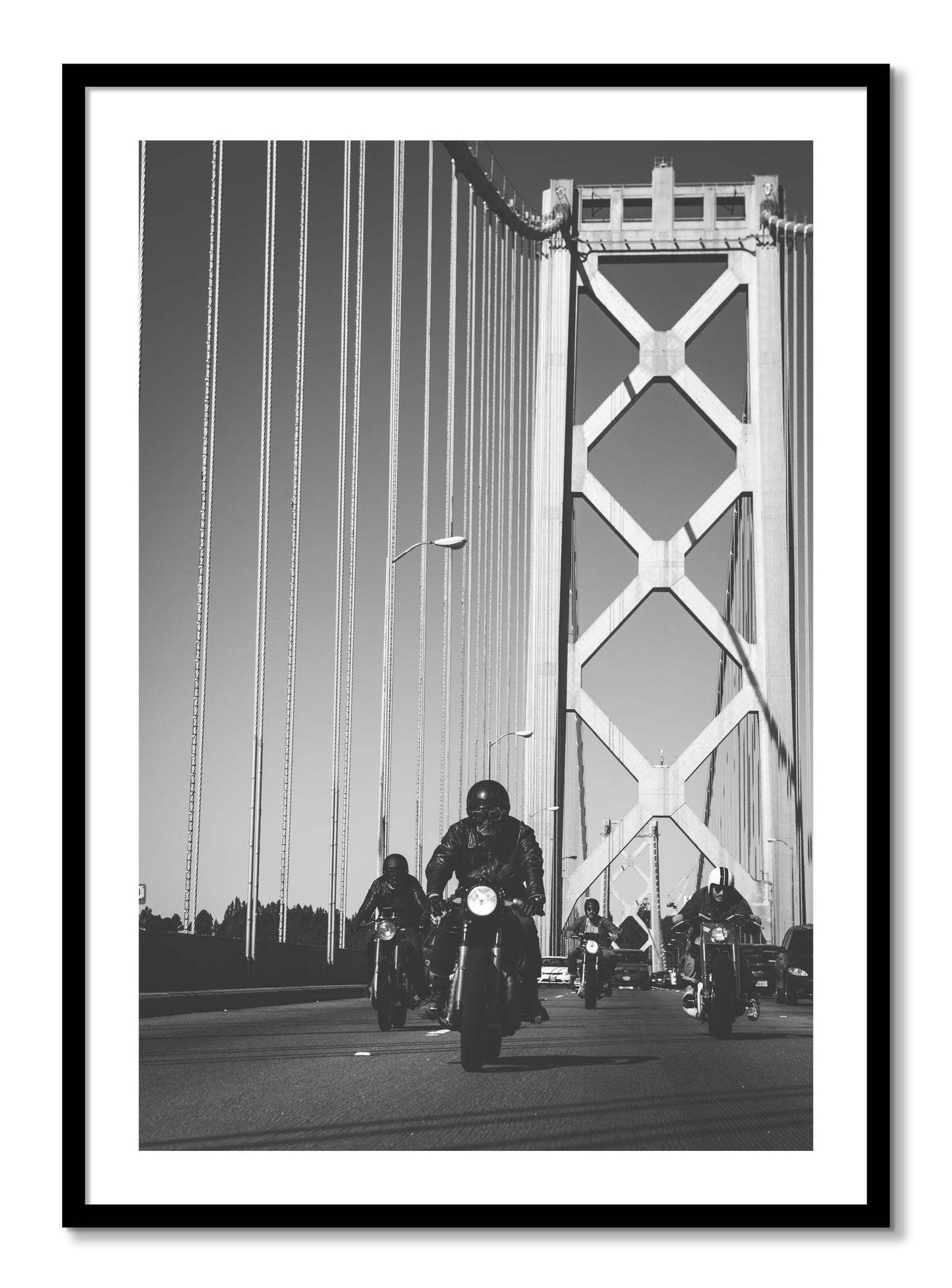 Framed photograph of Bay Bridge Boys by Dylan Ozanich, Black frame, Borders