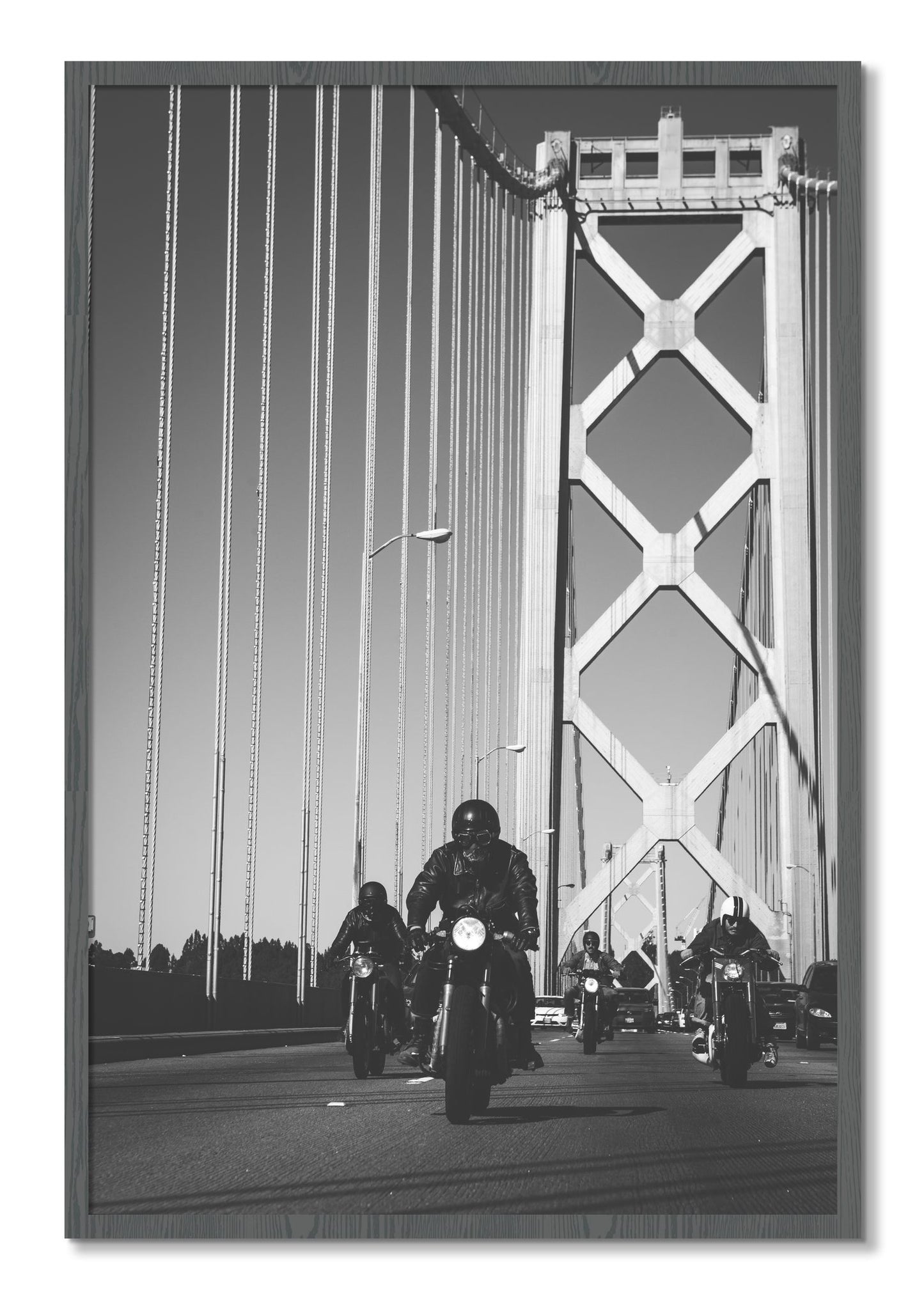 Framed photograph of Bay Bridge Boys by Dylan Ozanich, Grey frame, Full Bleed