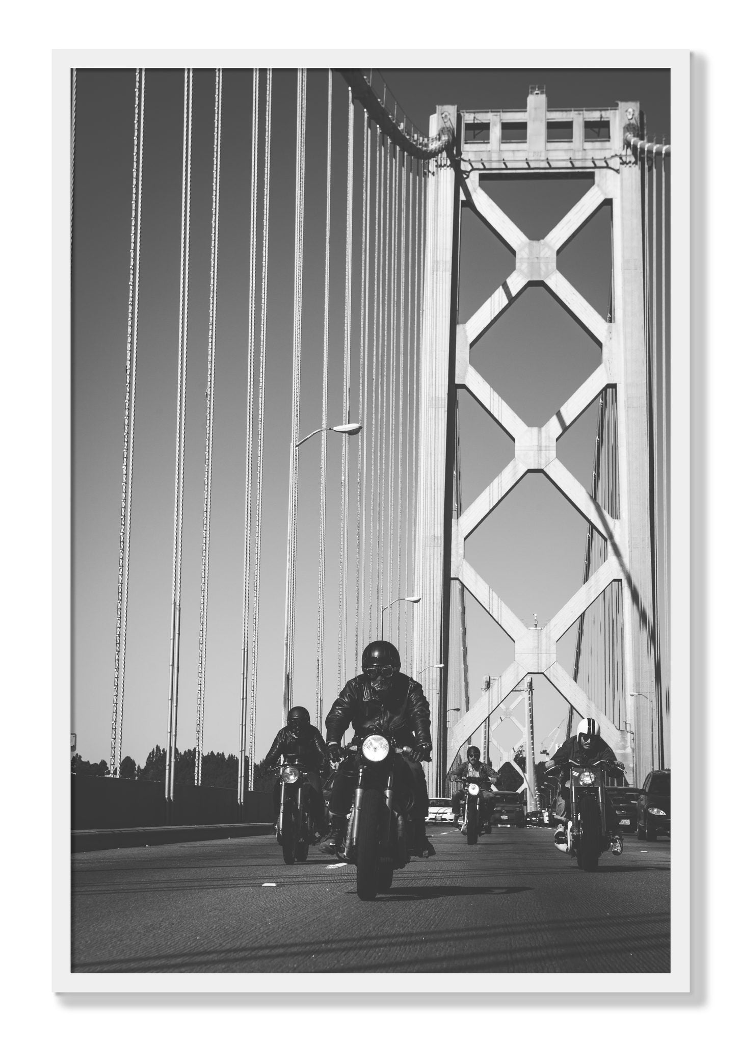 Framed photograph of Bay Bridge Boys by Dylan Ozanich, White frame, Full Bleed