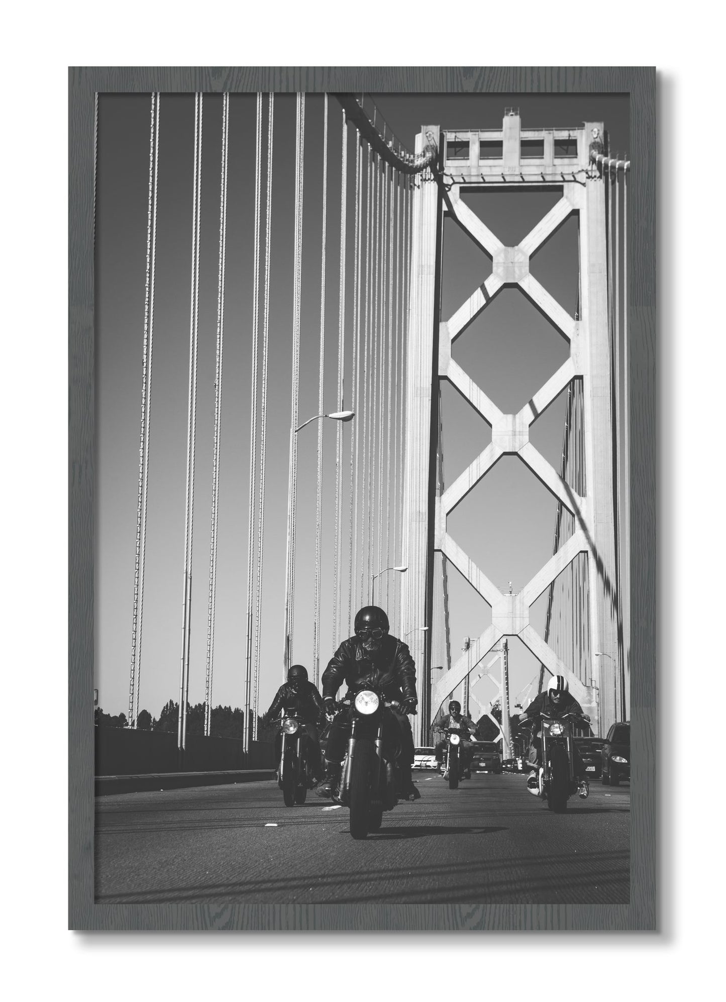Framed photograph of Bay Bridge Boys by Dylan Ozanich, Grey frame, Full Bleed