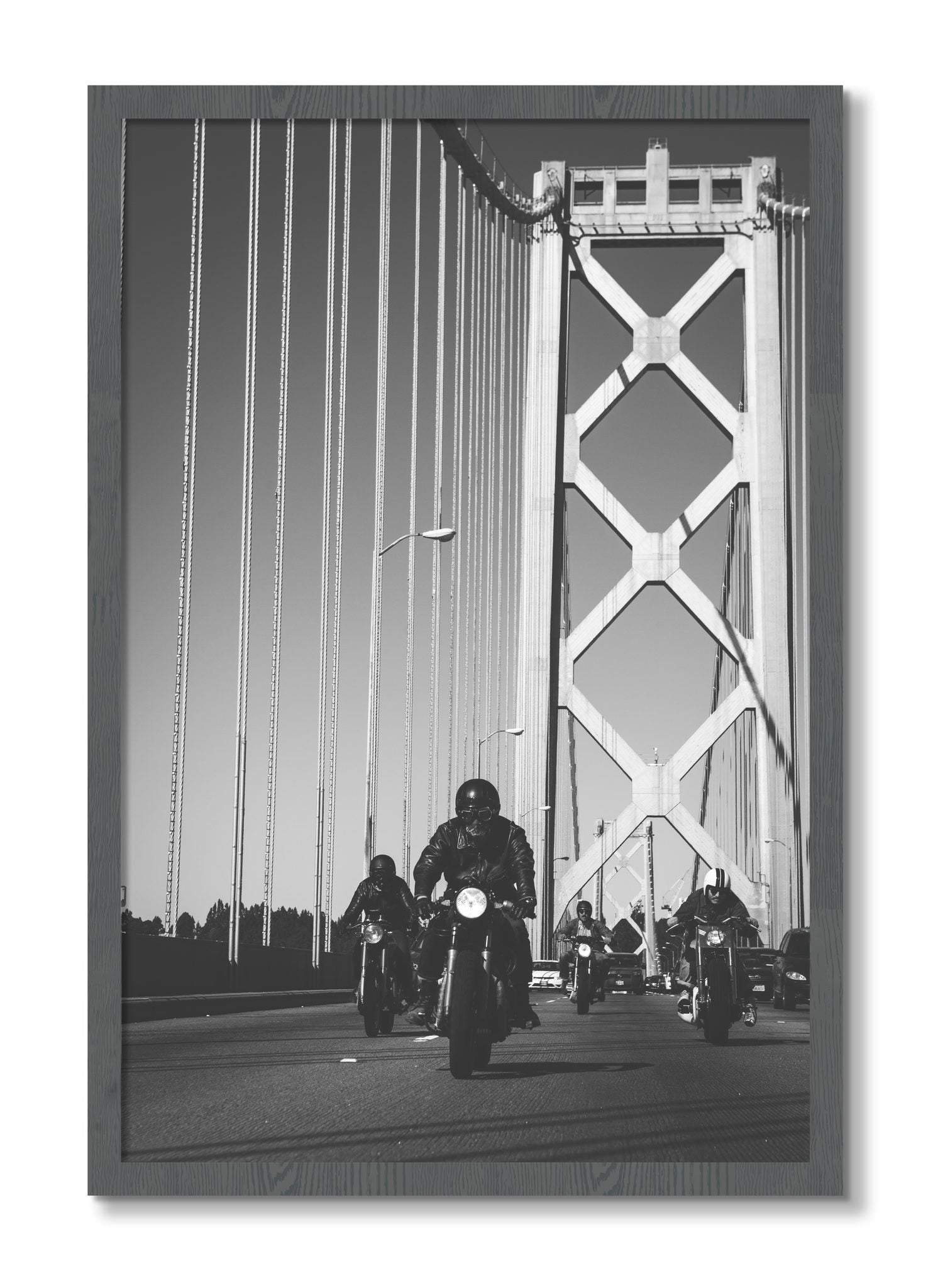 Framed photograph of Bay Bridge Boys by Dylan Ozanich, Grey frame, Full Bleed