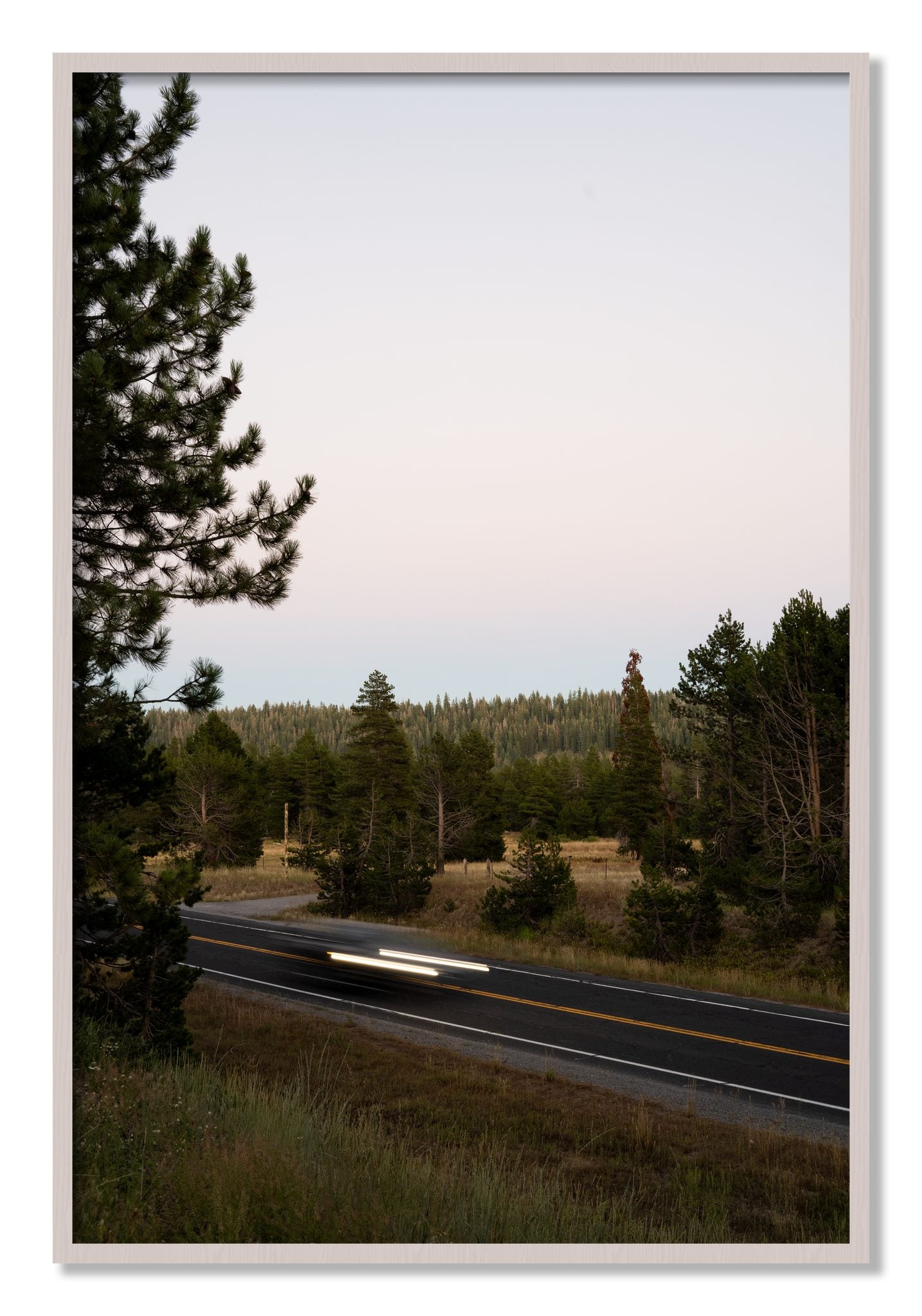 Framed photograph of Bear Valleytif by Dylan Ozanich, White Maple frame, Full Bleed