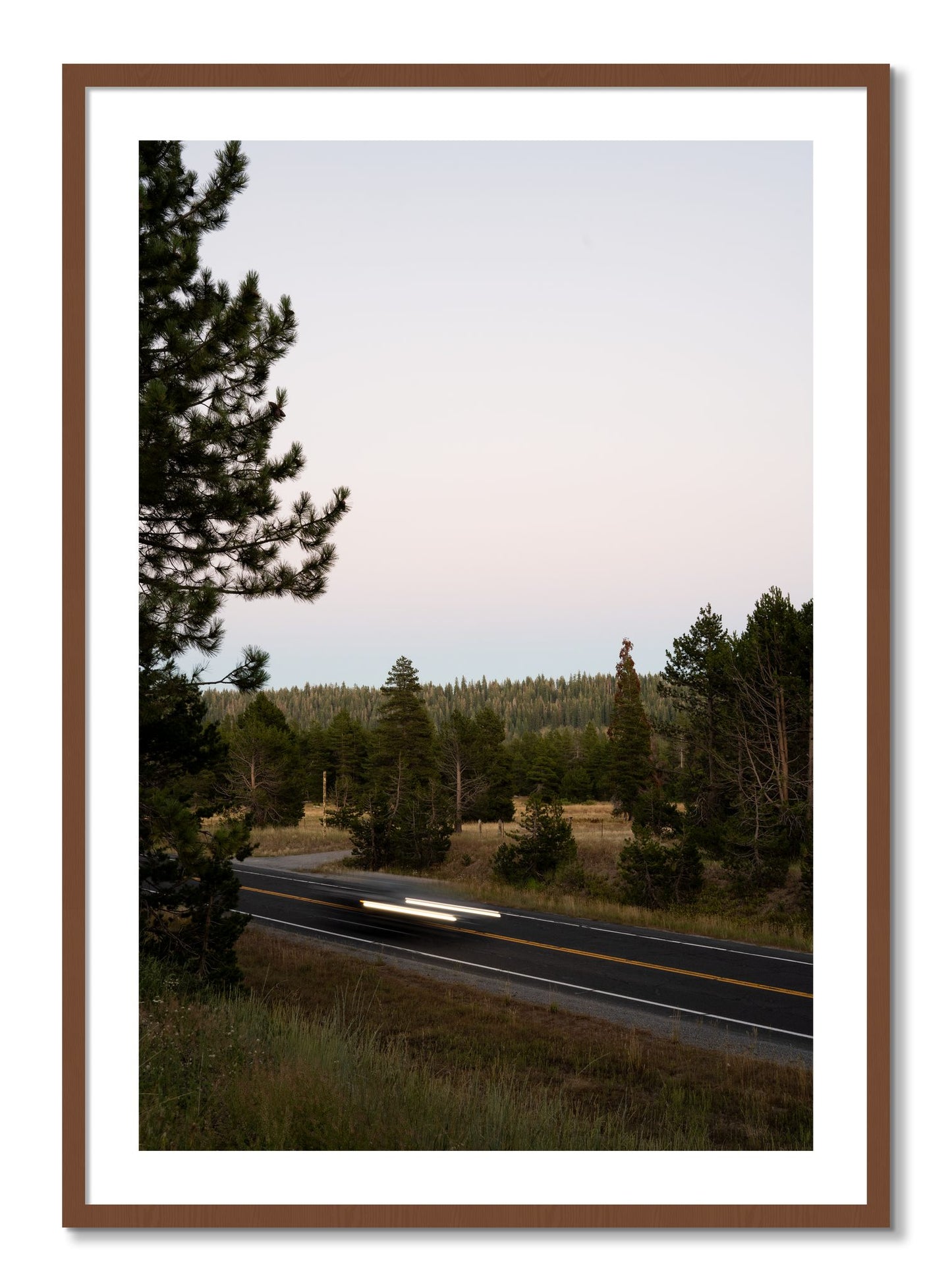 Framed photograph of Bear Valleytif by Dylan Ozanich, Walnut frame, Borders