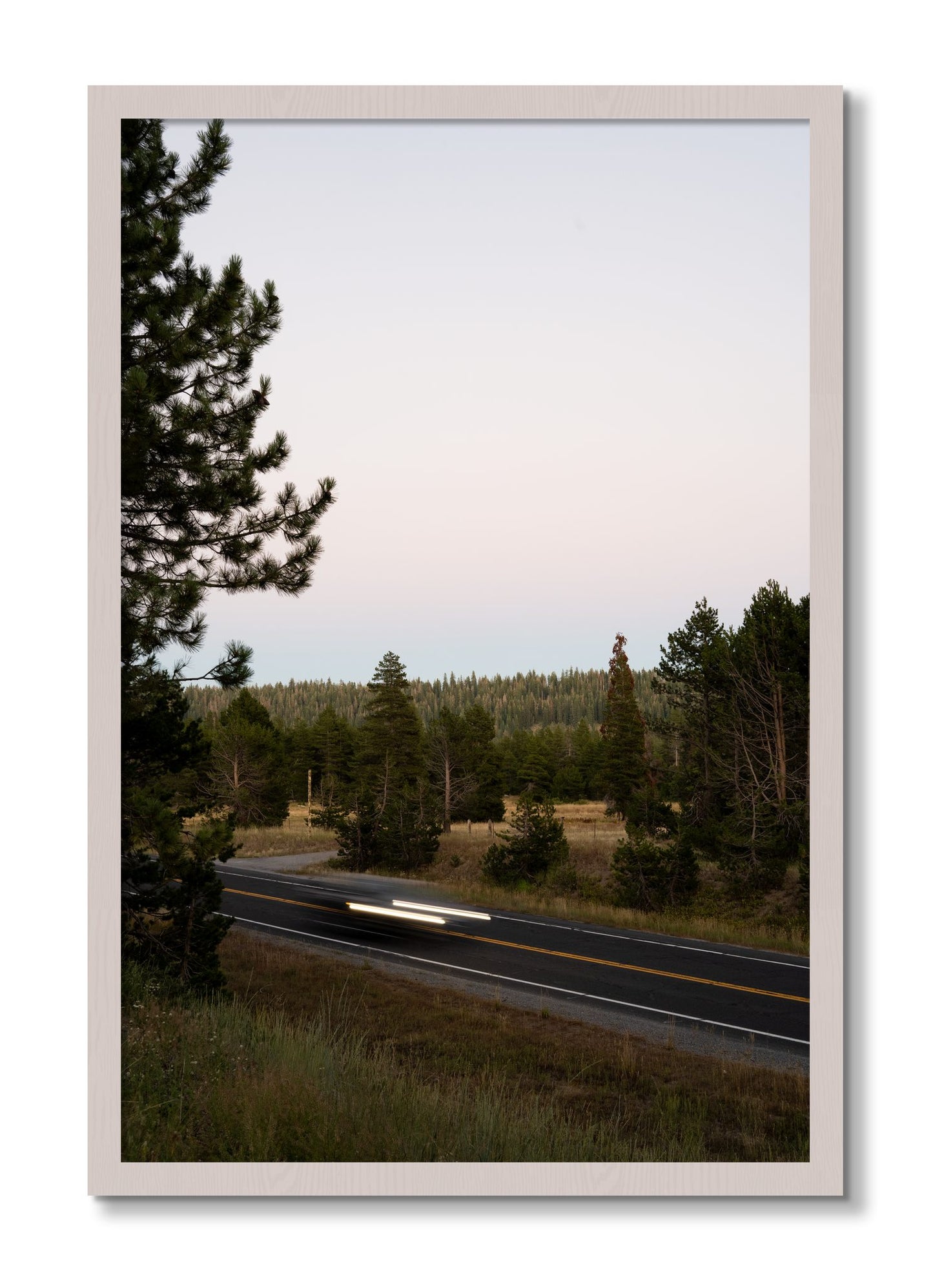 Framed photograph of Bear Valleytif by Dylan Ozanich, White Maple frame, Full Bleed