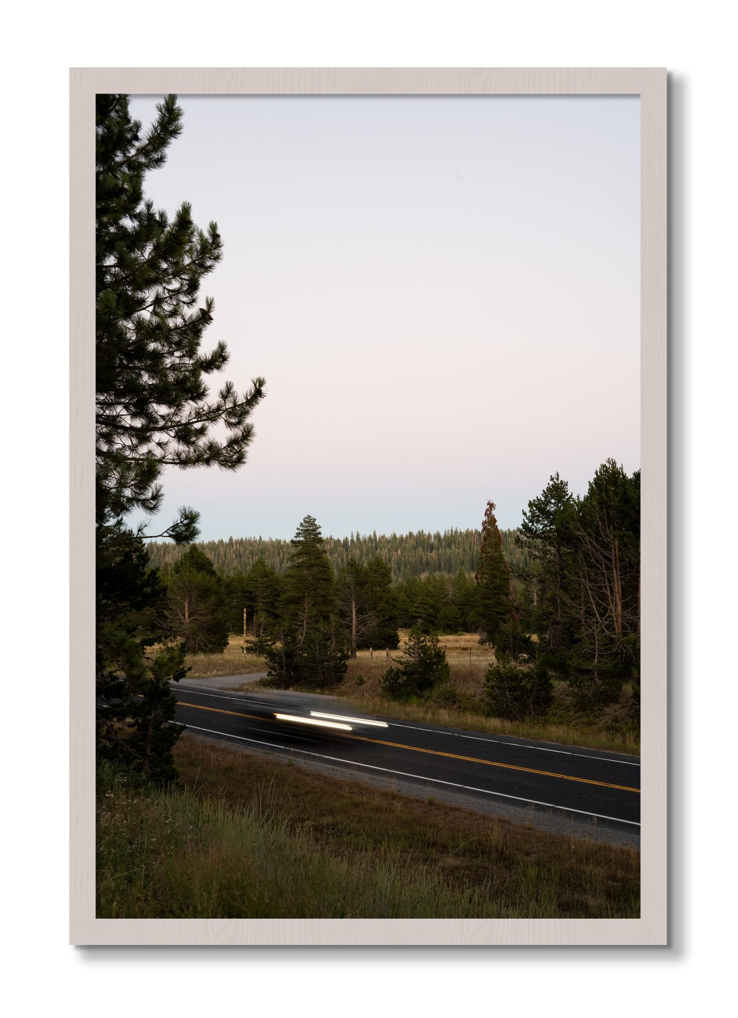 Framed photograph of Bear Valleytif by Dylan Ozanich, White Maple frame, Full Bleed