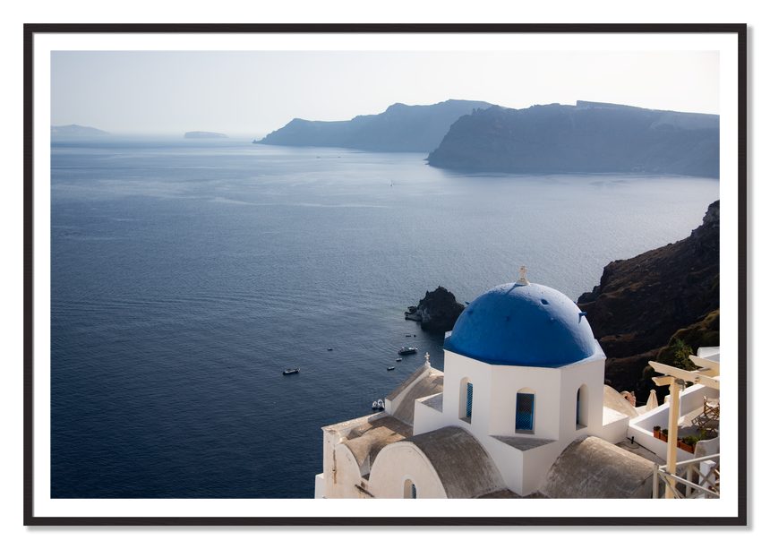 Blue Cap by Dylan Ozanich, 48×72 print with a White Border in a Black Walnut frame