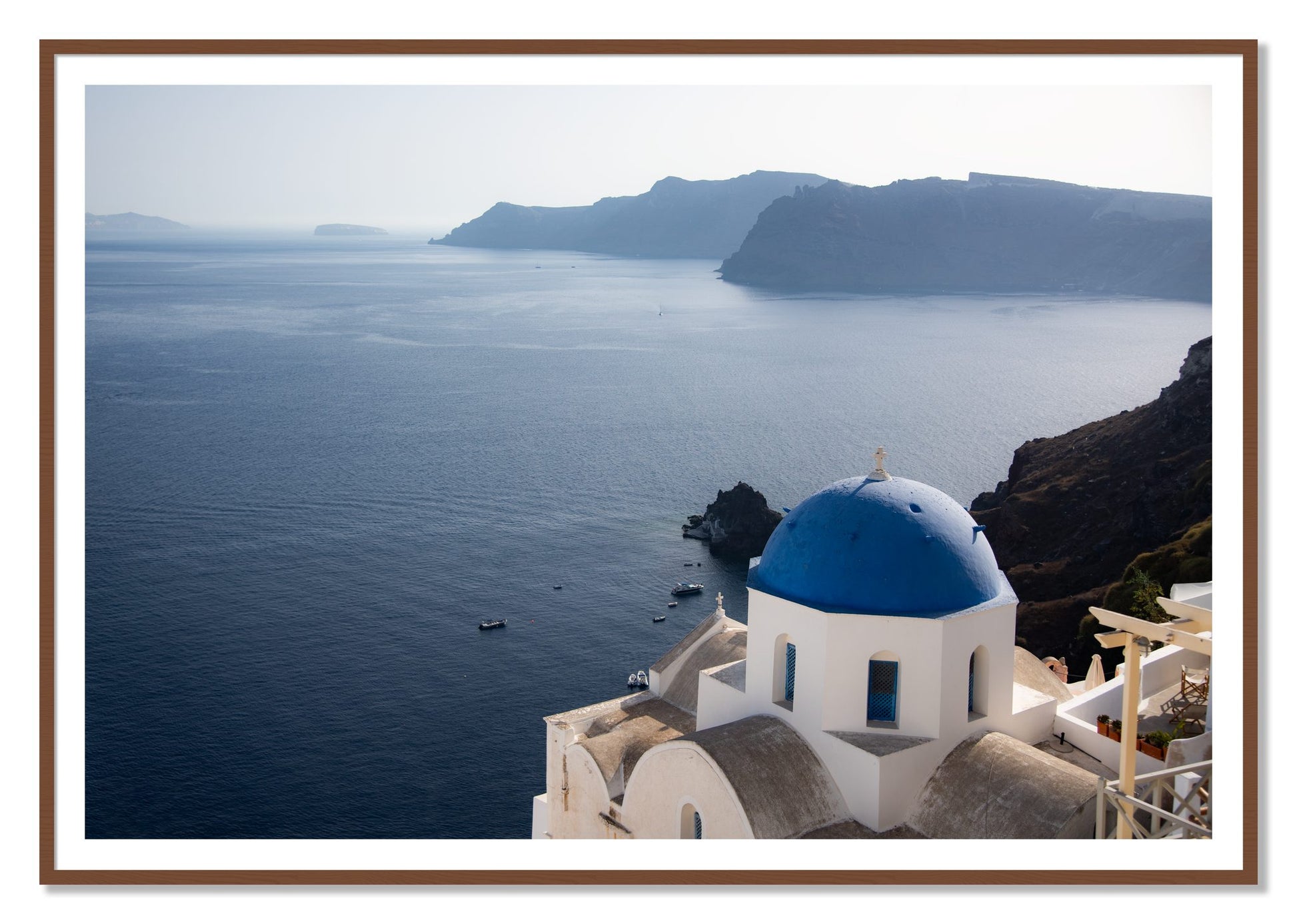 Blue Cap by Dylan Ozanich, 48×72 print with a White Border in a Walnut frame