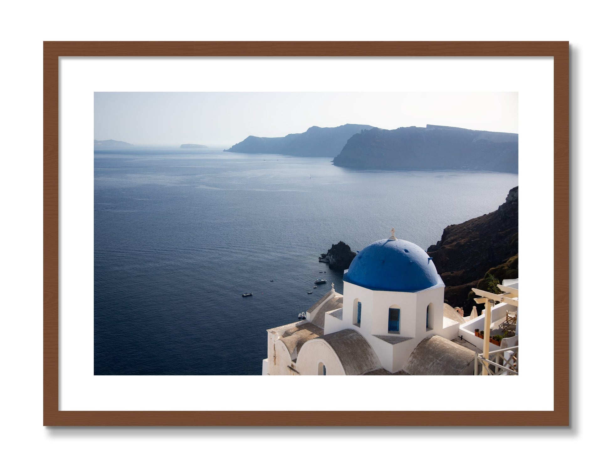 Framed photograph of Blue Cap by Dylan Ozanich, Walnut frame, Borders