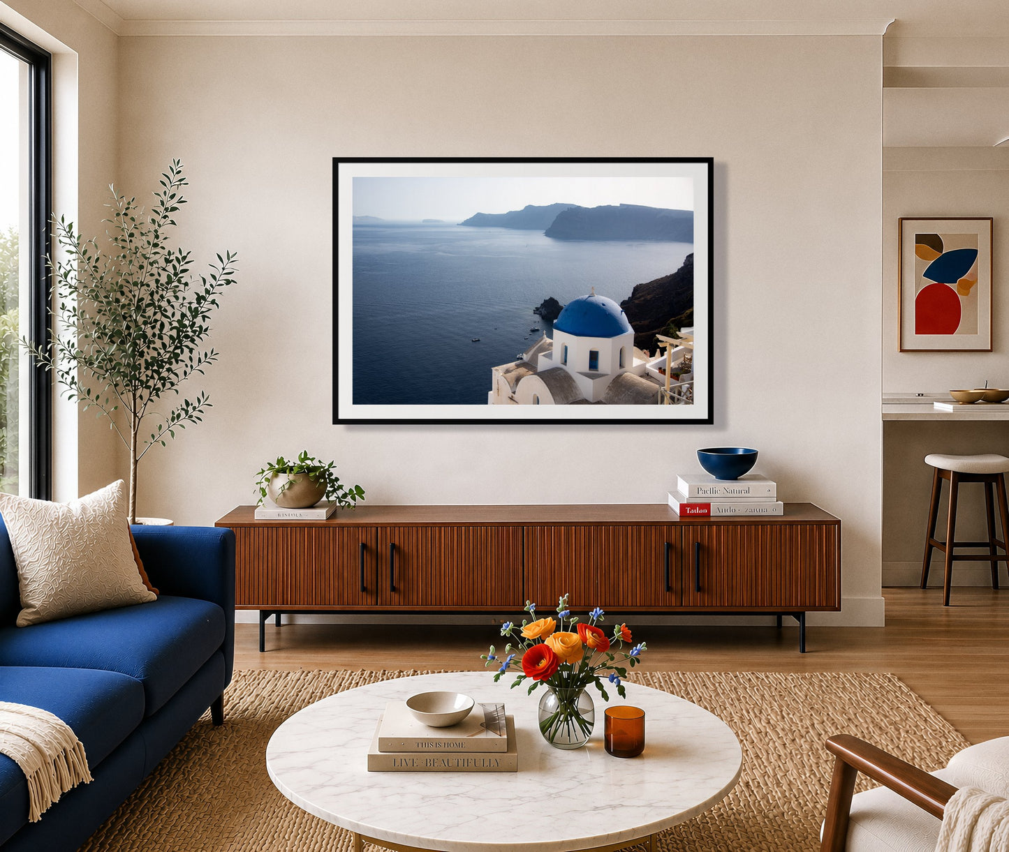 Framed photograph of Blue Cap by Dylan Ozanich displayed on a wall