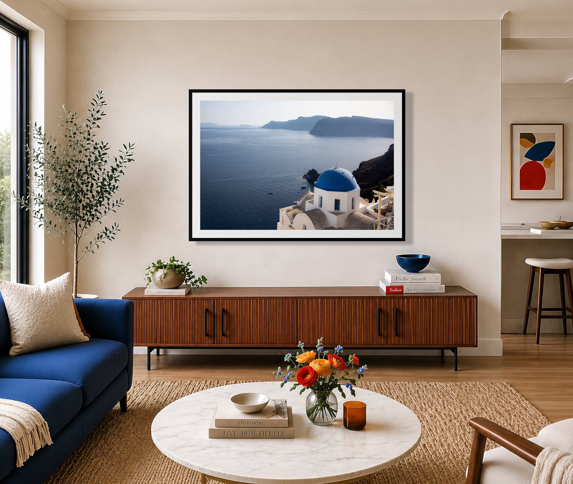 Framed photograph of Blue Cap by Dylan Ozanich displayed on a wall