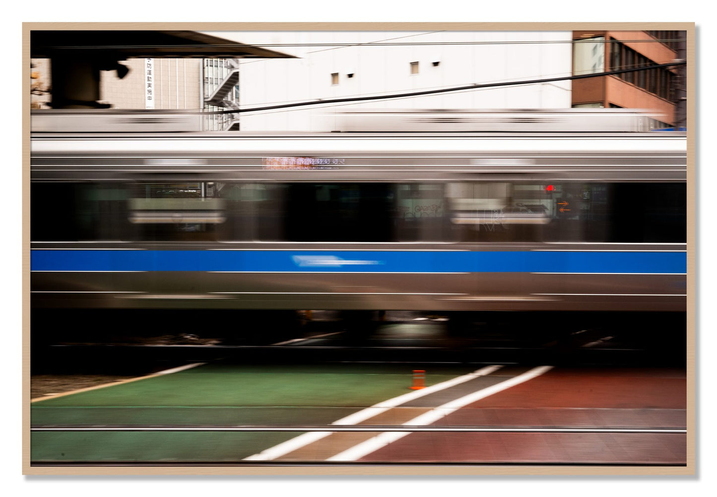 Framed photograph of Blurred Colors by Dylan Ozanich, Oak frame, Full Bleed