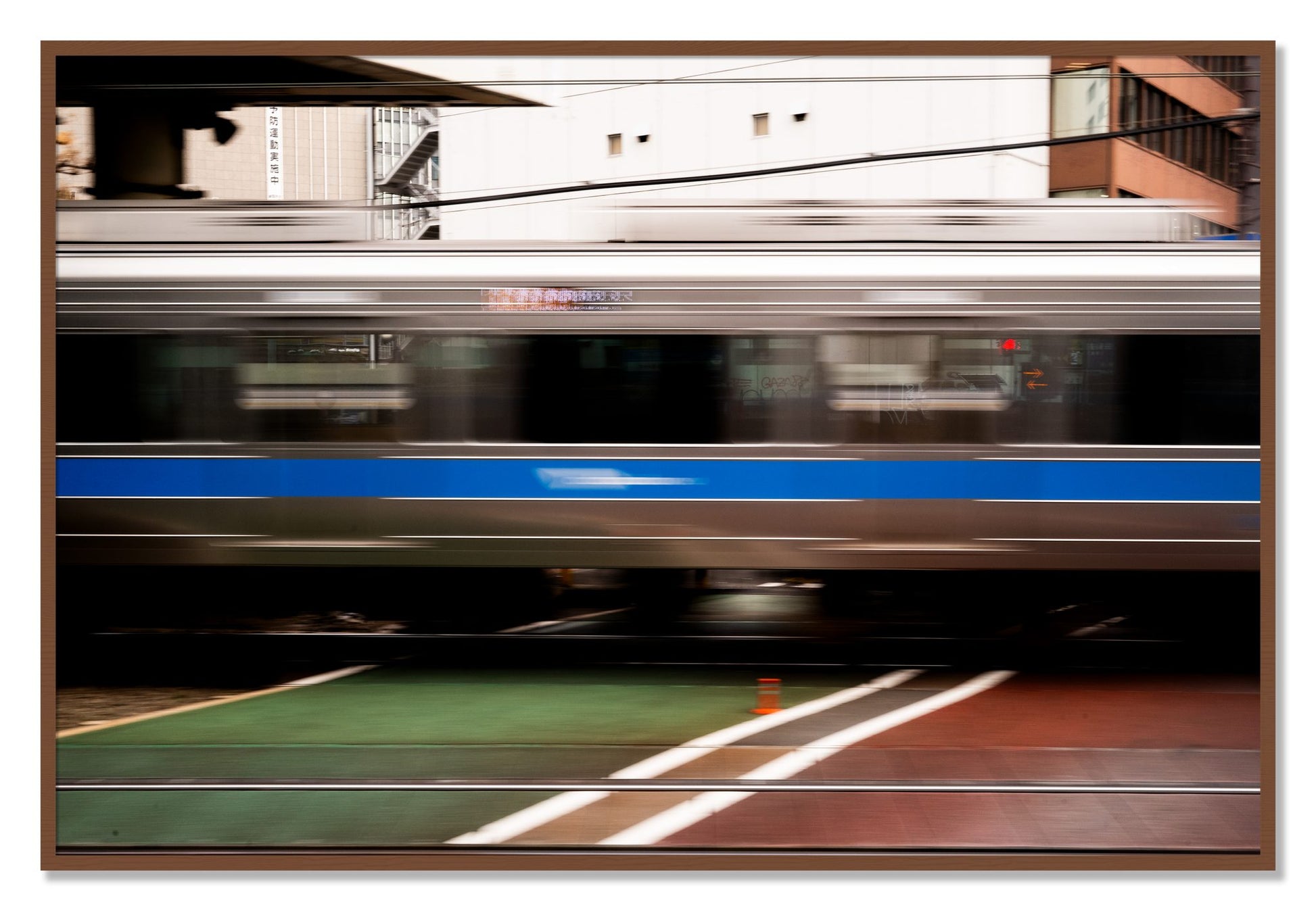 Framed photograph of Blurred Colors by Dylan Ozanich, Walnut frame, Full Bleed