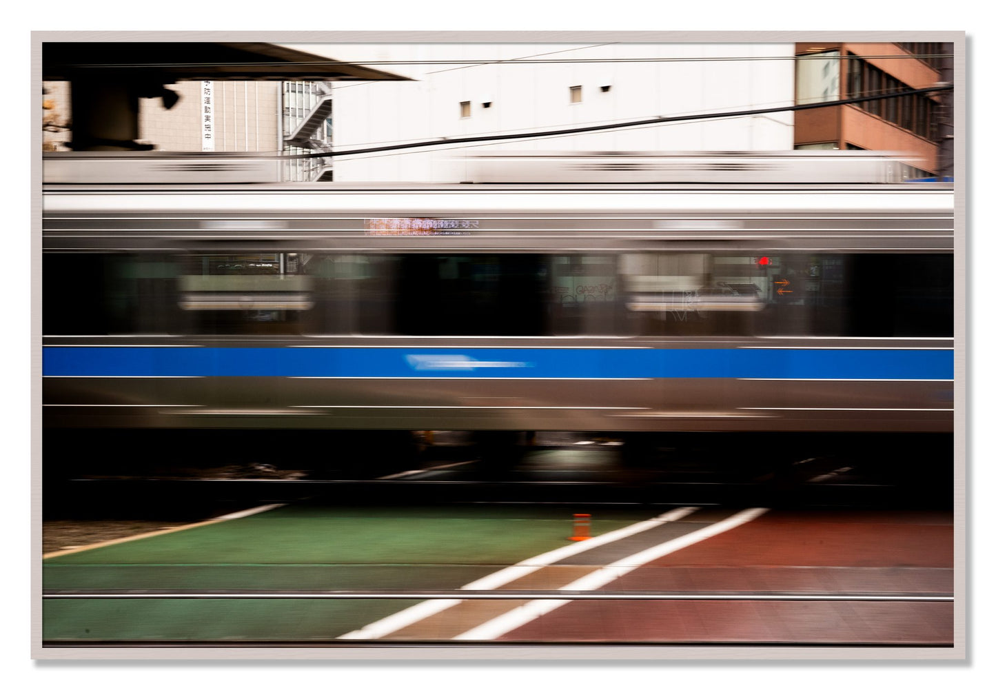 Framed photograph of Blurred Colors by Dylan Ozanich, White Maple frame, Full Bleed
