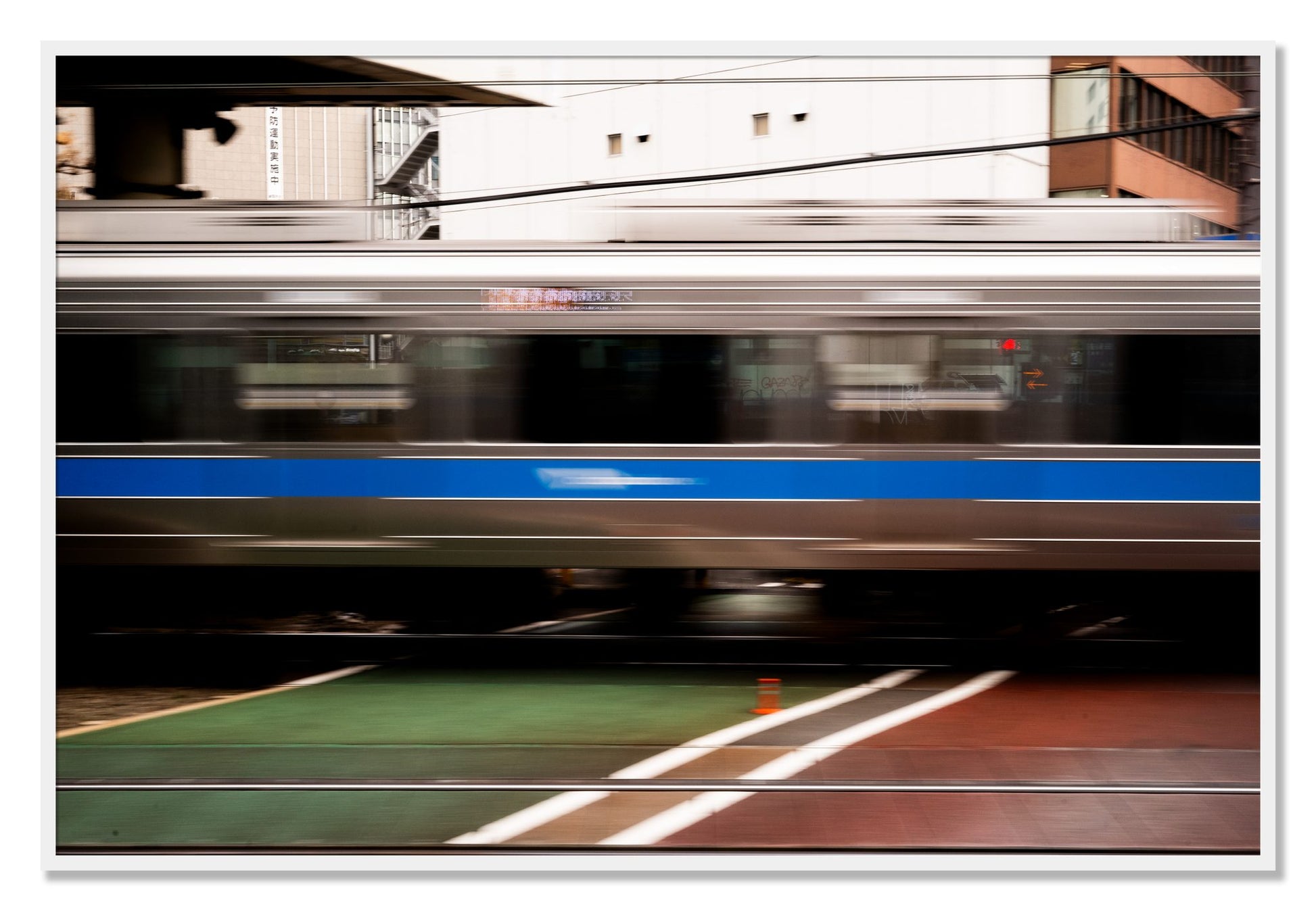 Framed photograph of Blurred Colors by Dylan Ozanich, White frame, Full Bleed