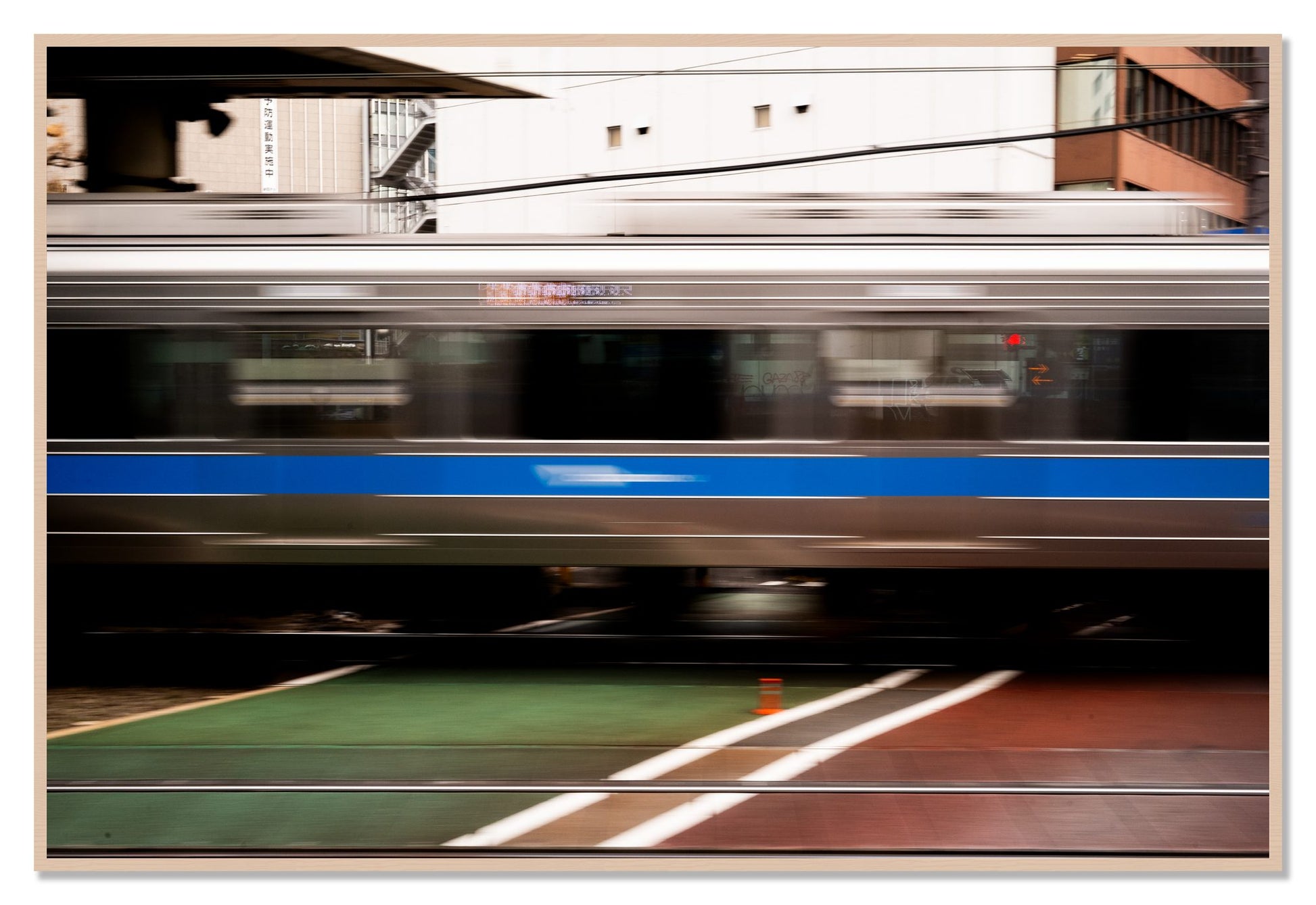 Framed photograph of Blurred Colors by Dylan Ozanich, Maple frame, Full Bleed