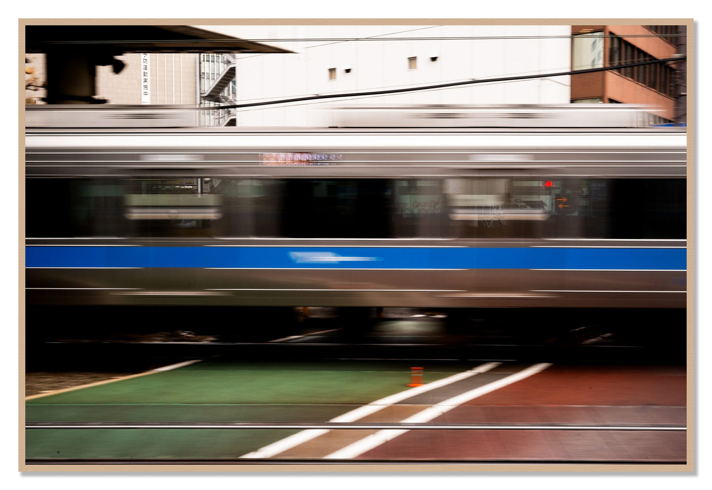 Framed photograph of Blurred Colors by Dylan Ozanich, Oak frame, Full Bleed