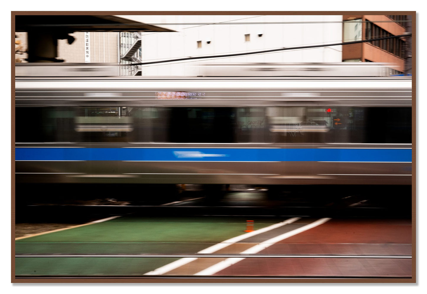 Framed photograph of Blurred Colors by Dylan Ozanich, Walnut frame, Full Bleed