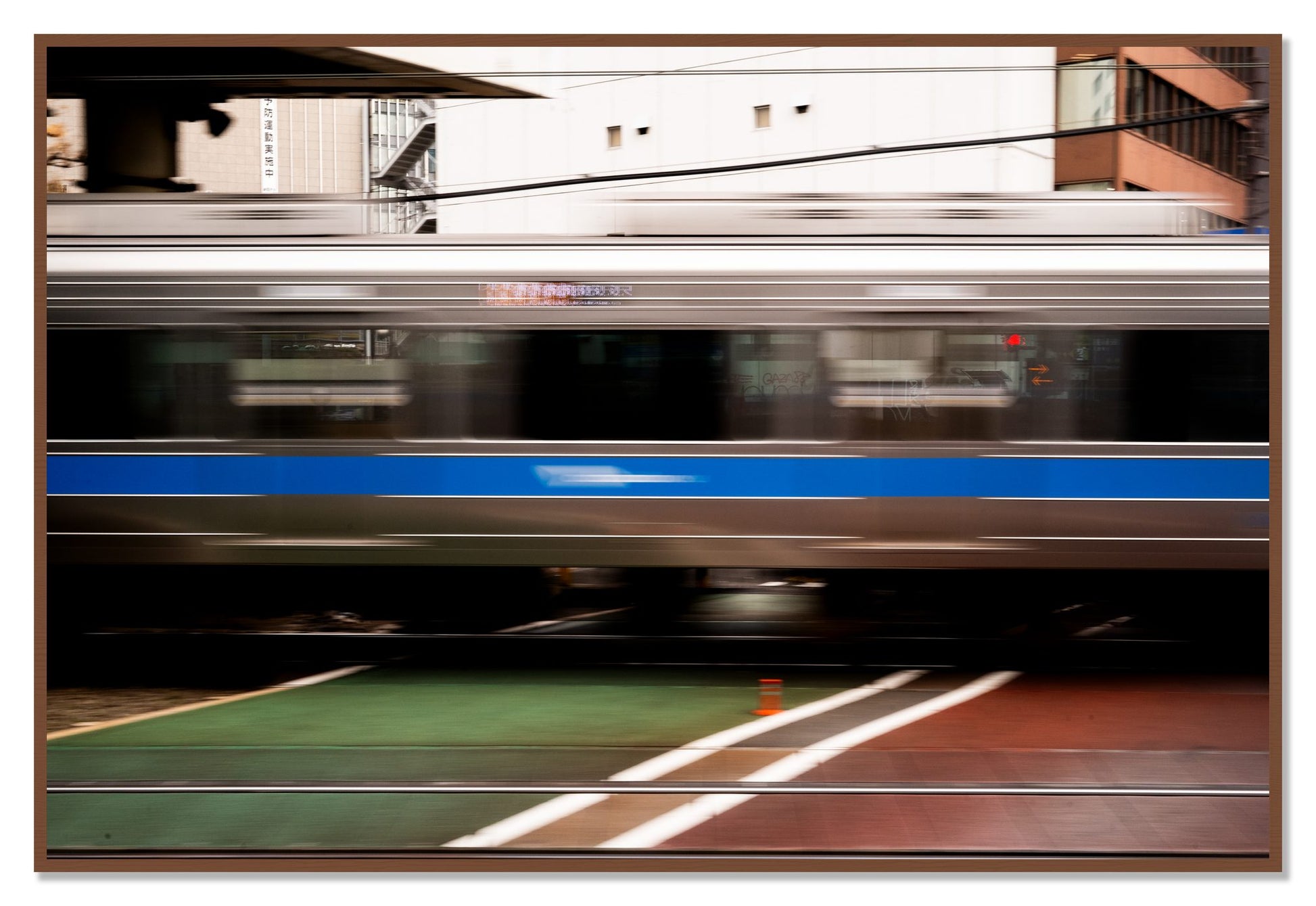 Framed photograph of Blurred Colors by Dylan Ozanich, Walnut frame, Full Bleed
