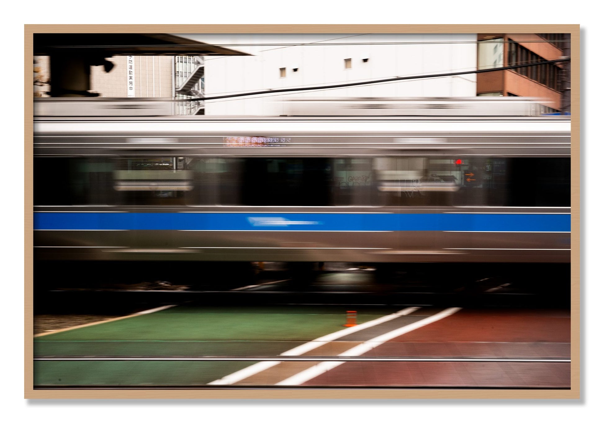 Framed photograph of Blurred Colors by Dylan Ozanich, Oak frame, Full Bleed