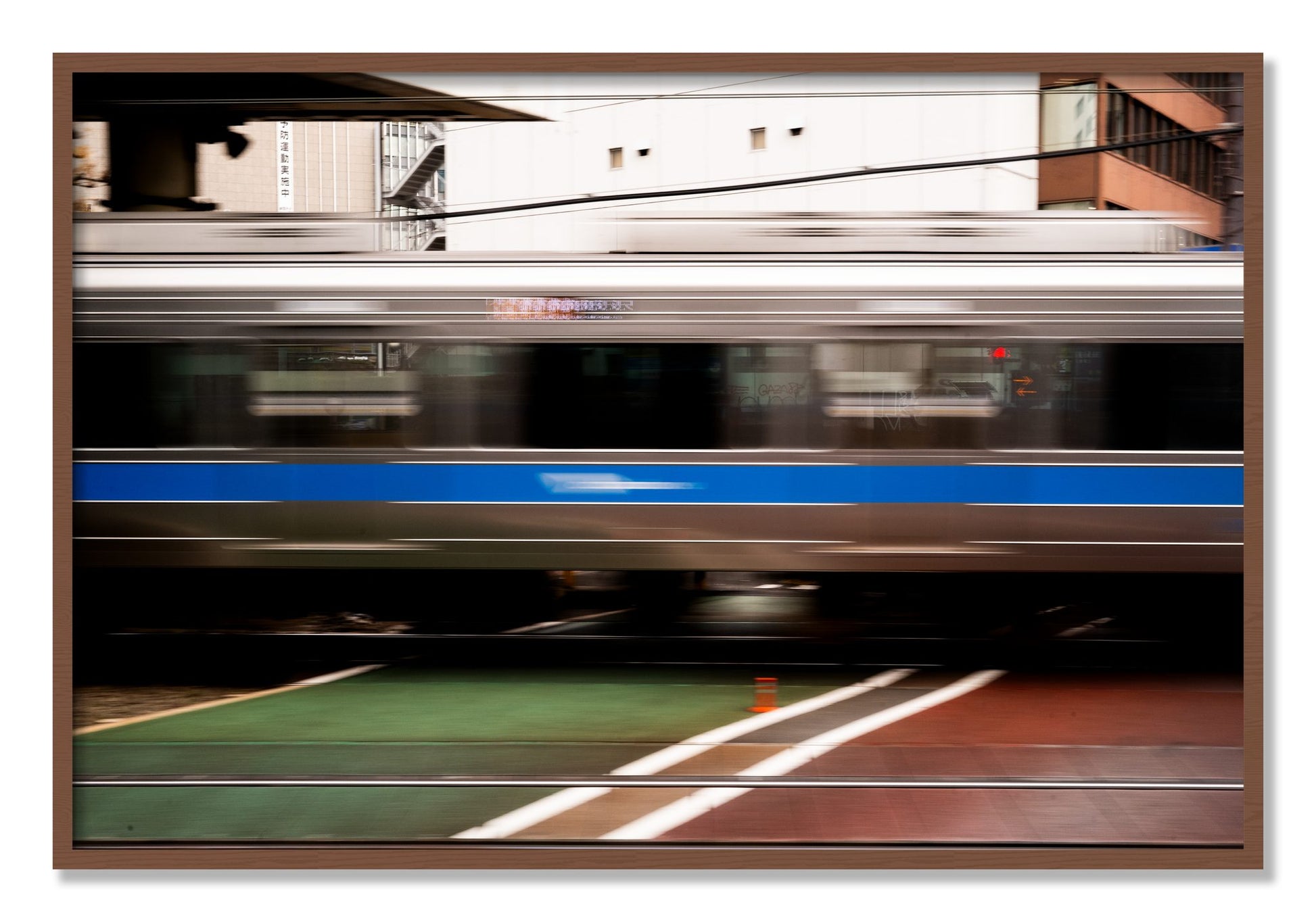 Framed photograph of Blurred Colors by Dylan Ozanich, Walnut frame, Full Bleed