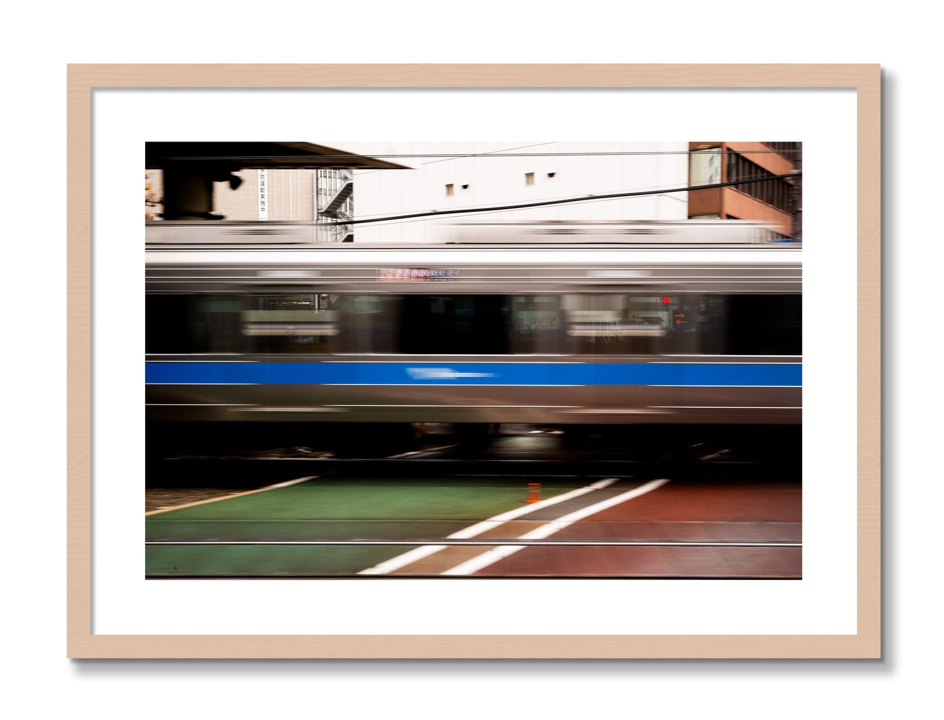 Framed photograph of Blurred Colors by Dylan Ozanich, Maple frame, Borders