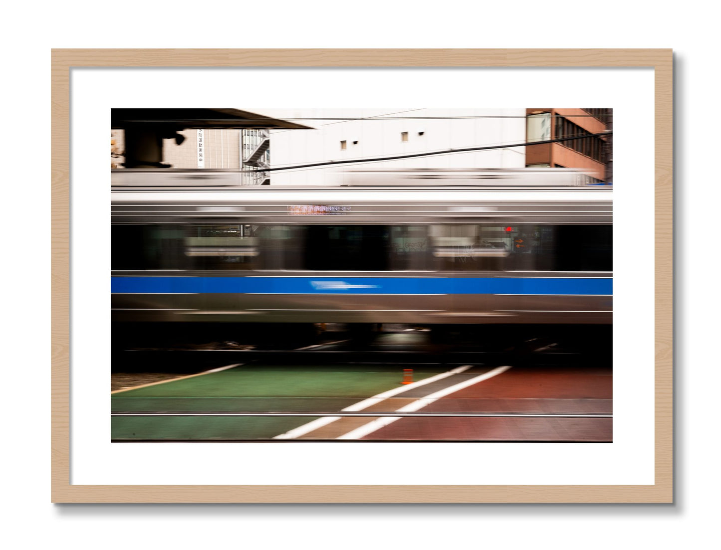 Framed photograph of Blurred Colors by Dylan Ozanich, Oak frame, Borders