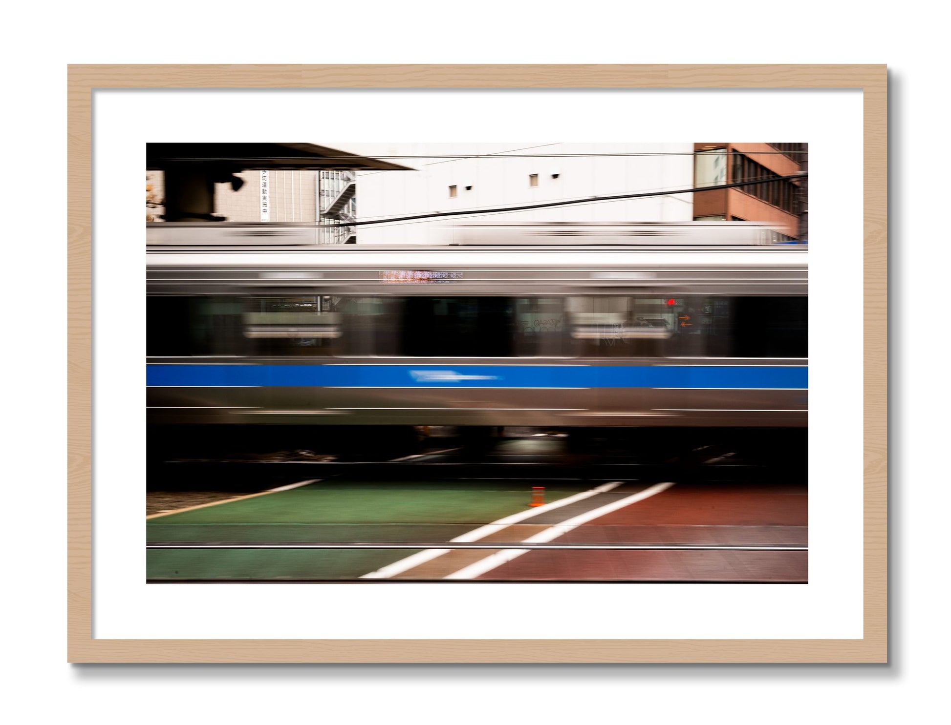 Framed photograph of Blurred Colors by Dylan Ozanich, Oak frame, Borders