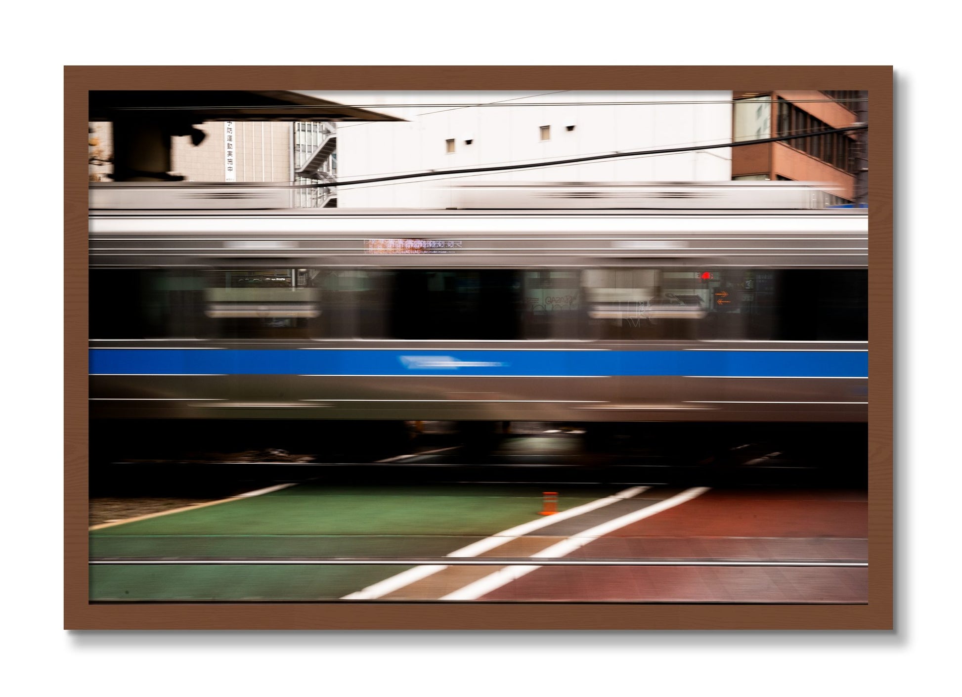 Framed photograph of Blurred Colors by Dylan Ozanich, Walnut frame, Full Bleed