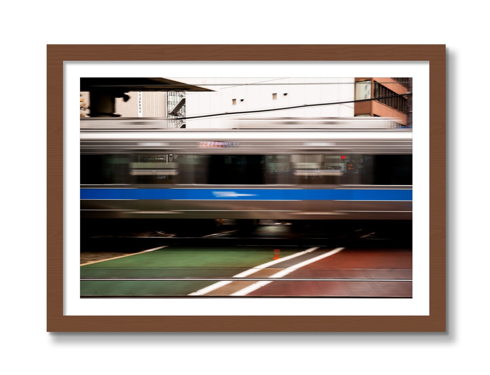 Framed photograph of Blurred Colors by Dylan Ozanich, Walnut frame, Borders