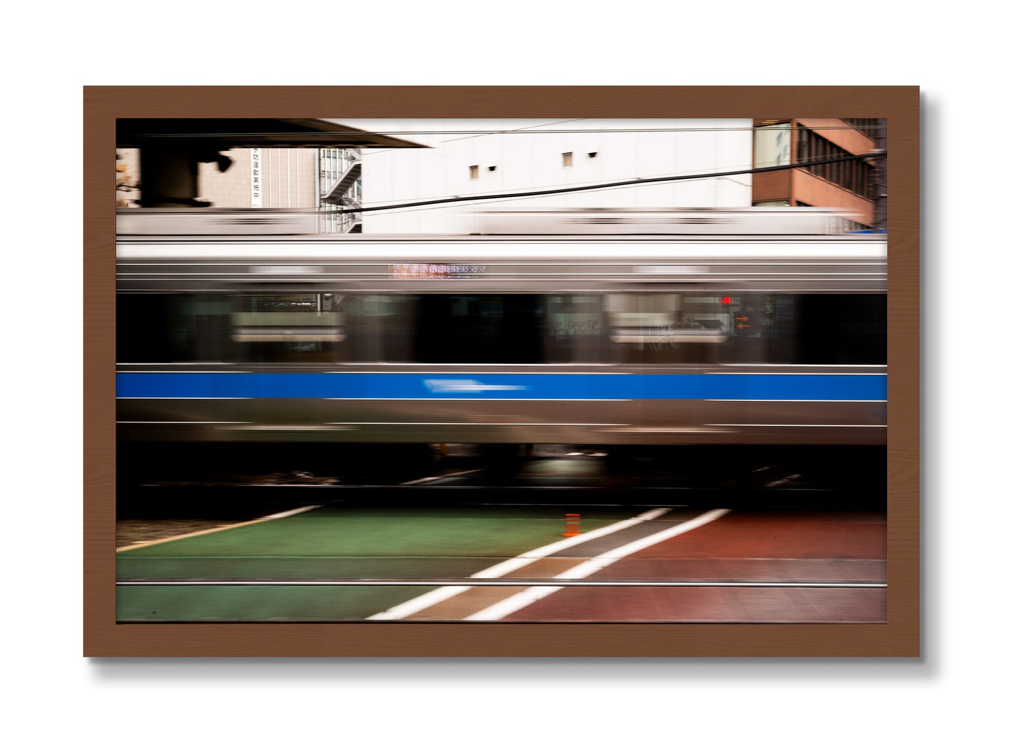 Framed photograph of Blurred Colors by Dylan Ozanich, Walnut frame, Full Bleed