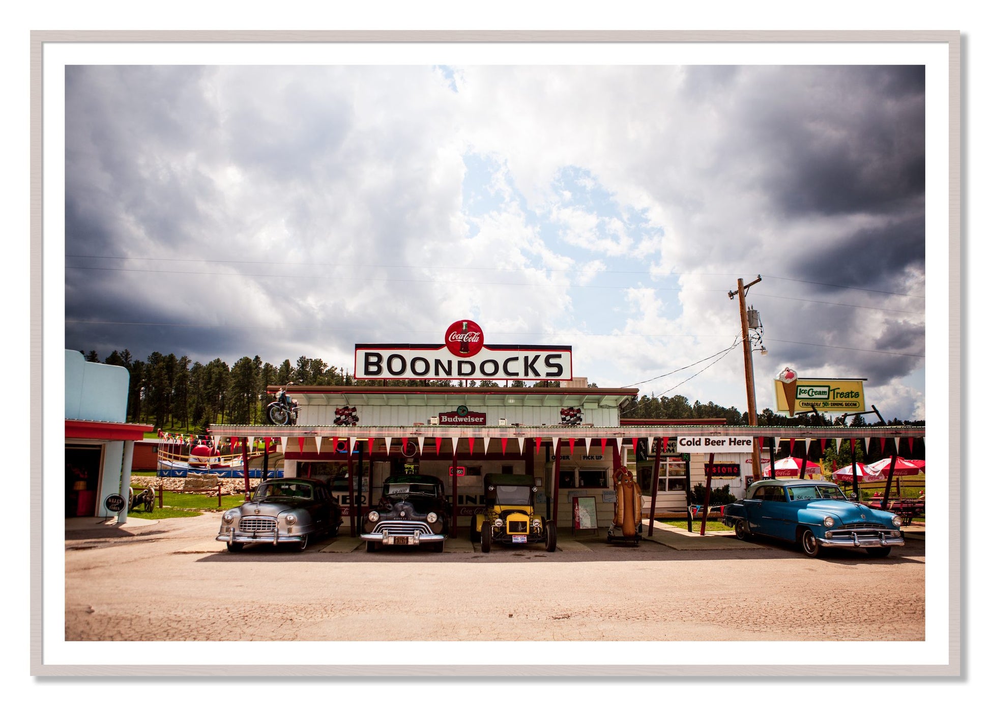 Boondocks by Dylan Ozanich, 48×72 print with a White Border in a White Maple frame