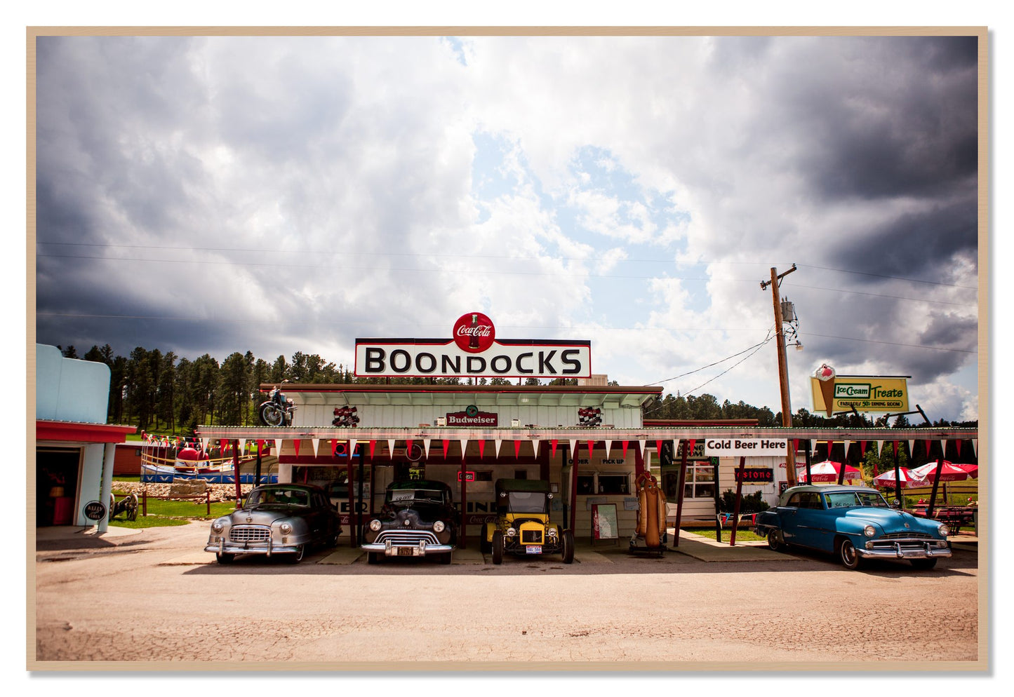 Boondocks by Dylan Ozanich, 48×72 Full Bleed Print in an Oak frame