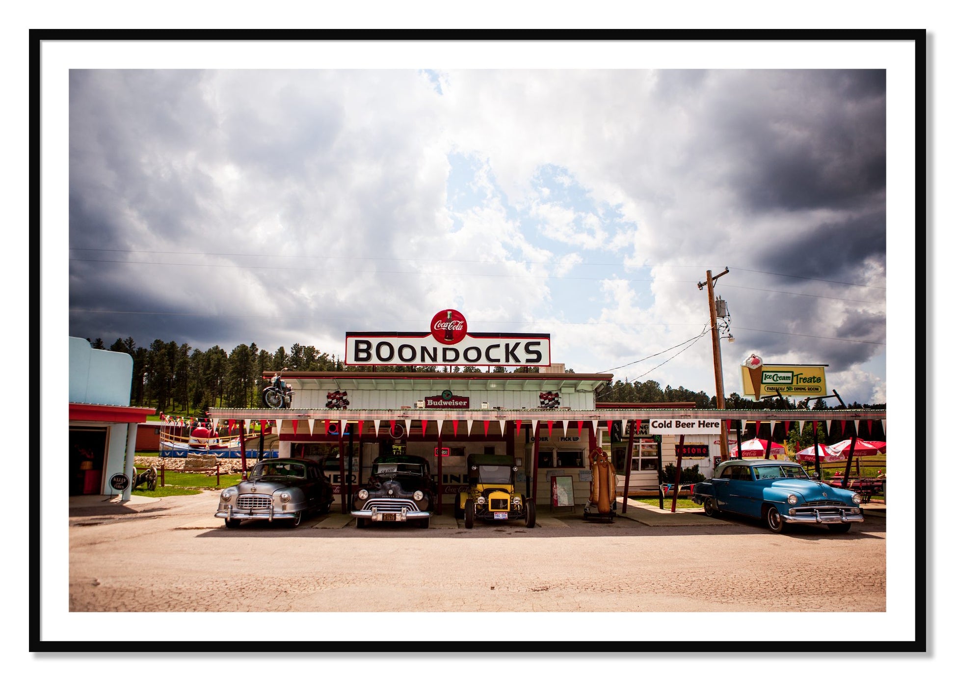 Framed photograph of Boondocks by Dylan Ozanich, Black frame, Borders