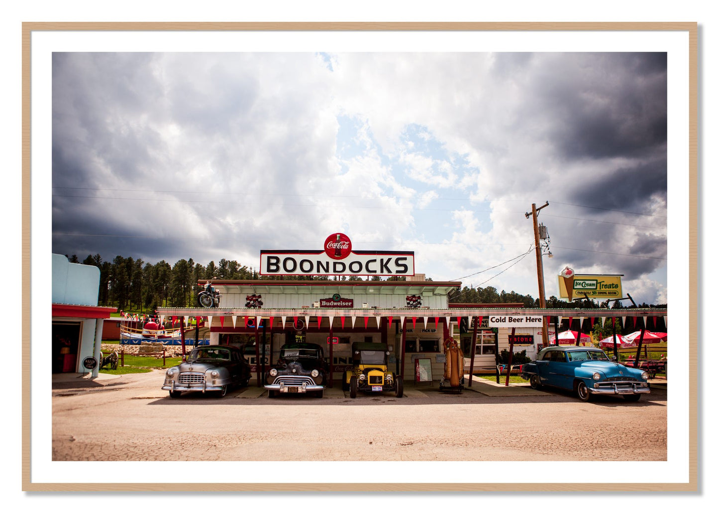 Framed photograph of Boondocks by Dylan Ozanich, Oak frame, Borders