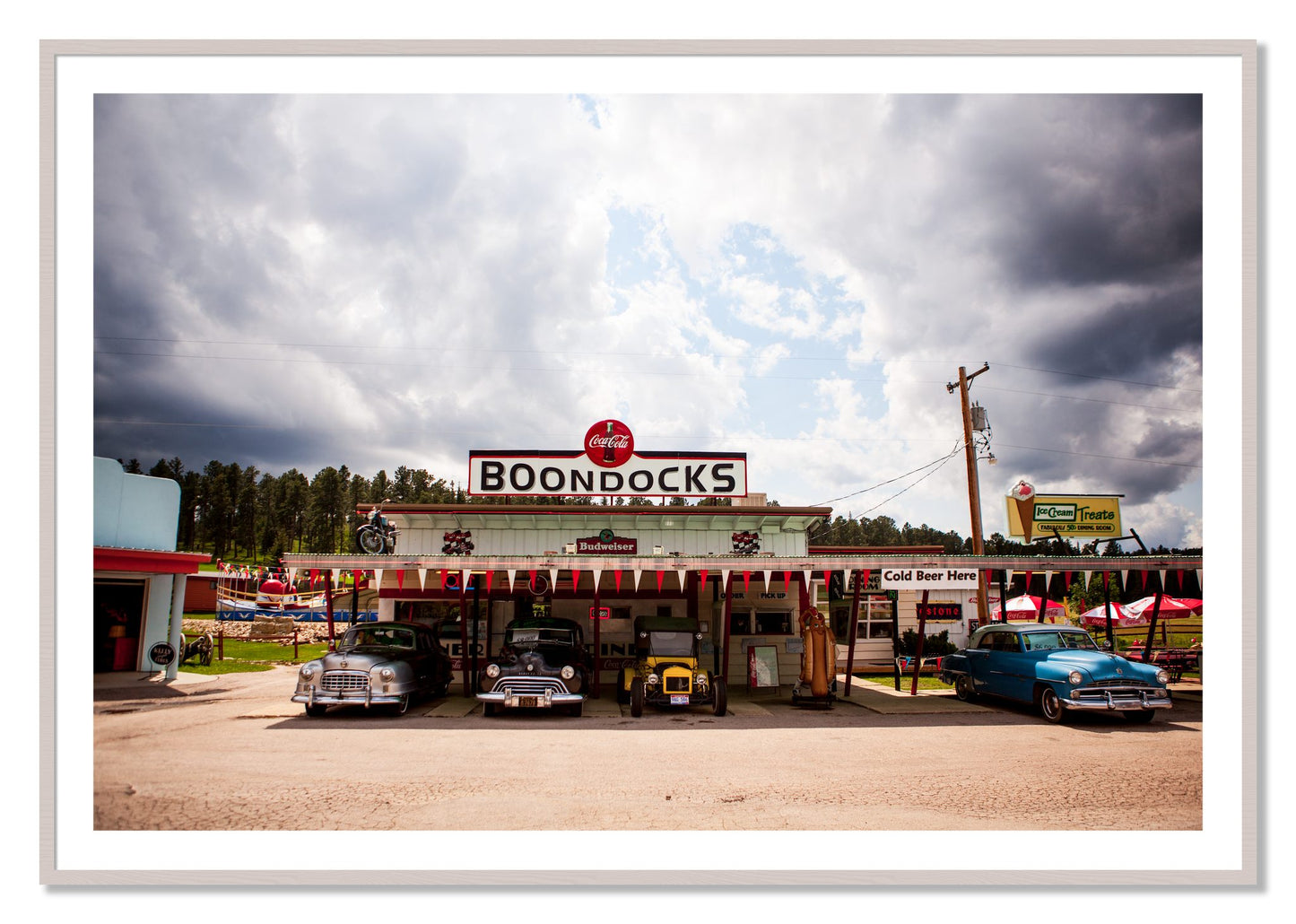 Framed photograph of Boondocks by Dylan Ozanich, White Maple frame, Borders