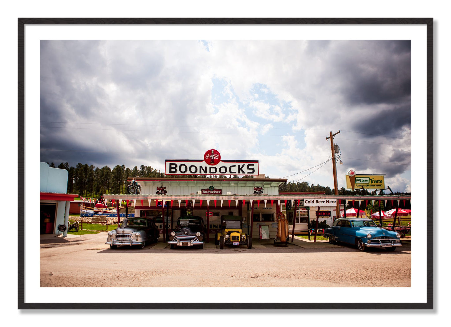 Framed photograph of Boondocks by Dylan Ozanich, Black Walnut frame, Borders