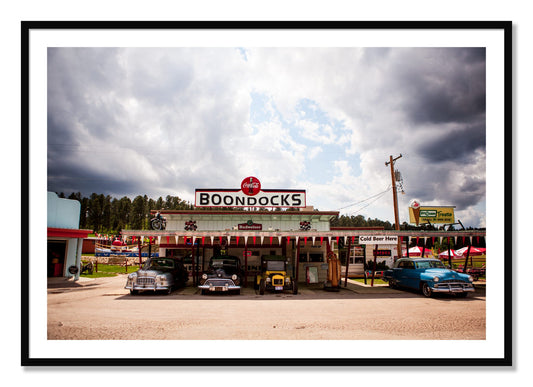 Framed photograph of Boondocks by Dylan Ozanich, Black frame, Borders