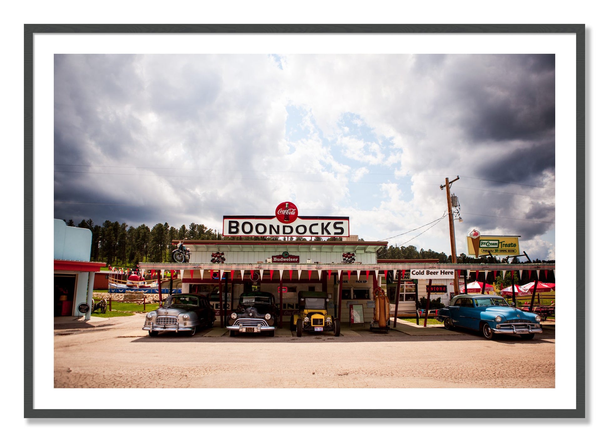 Framed photograph of Boondocks by Dylan Ozanich, Grey frame, Borders